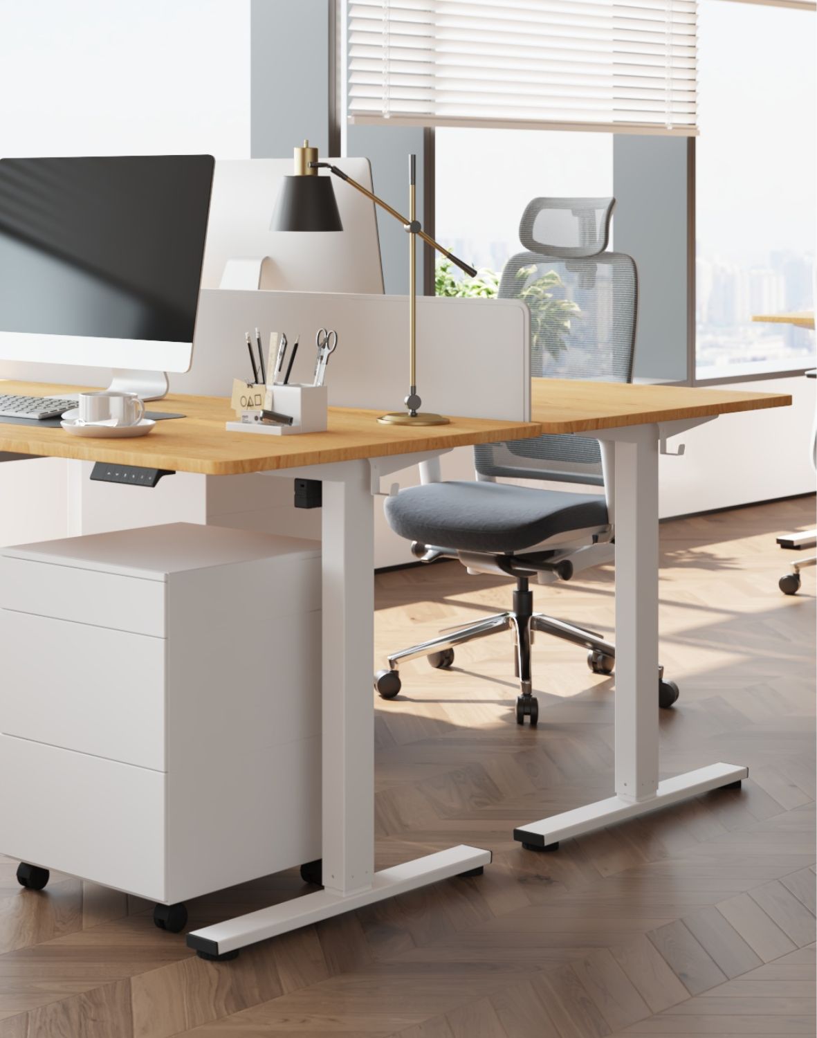 biurko z regulacja wysokosci alto 100 white 140 cm