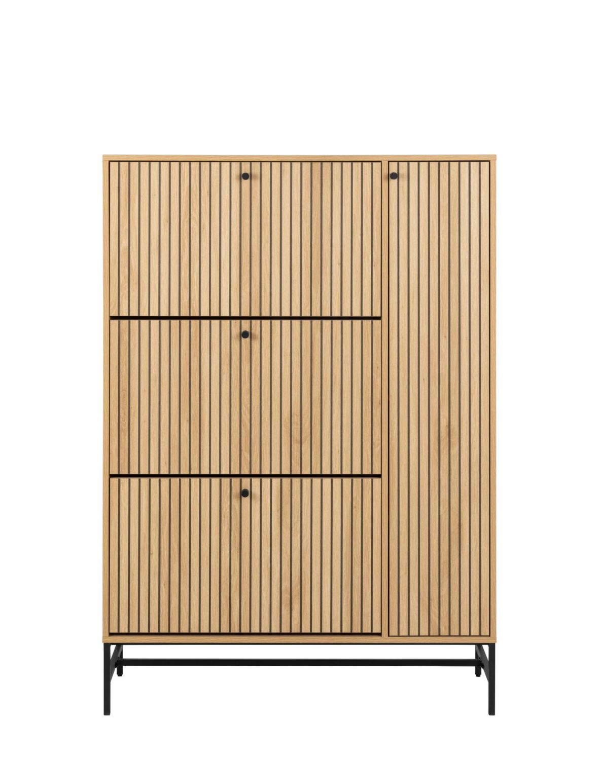 wysoka szafka na buty albany, naturalny dąb, lamele (24286)