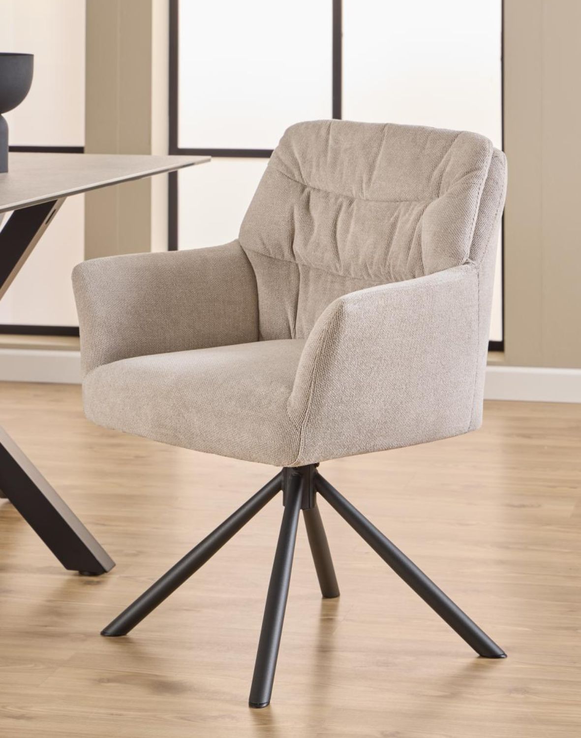 krzesło jadalniane obrotowe alonso beżowe z podłokietnikami (09745)