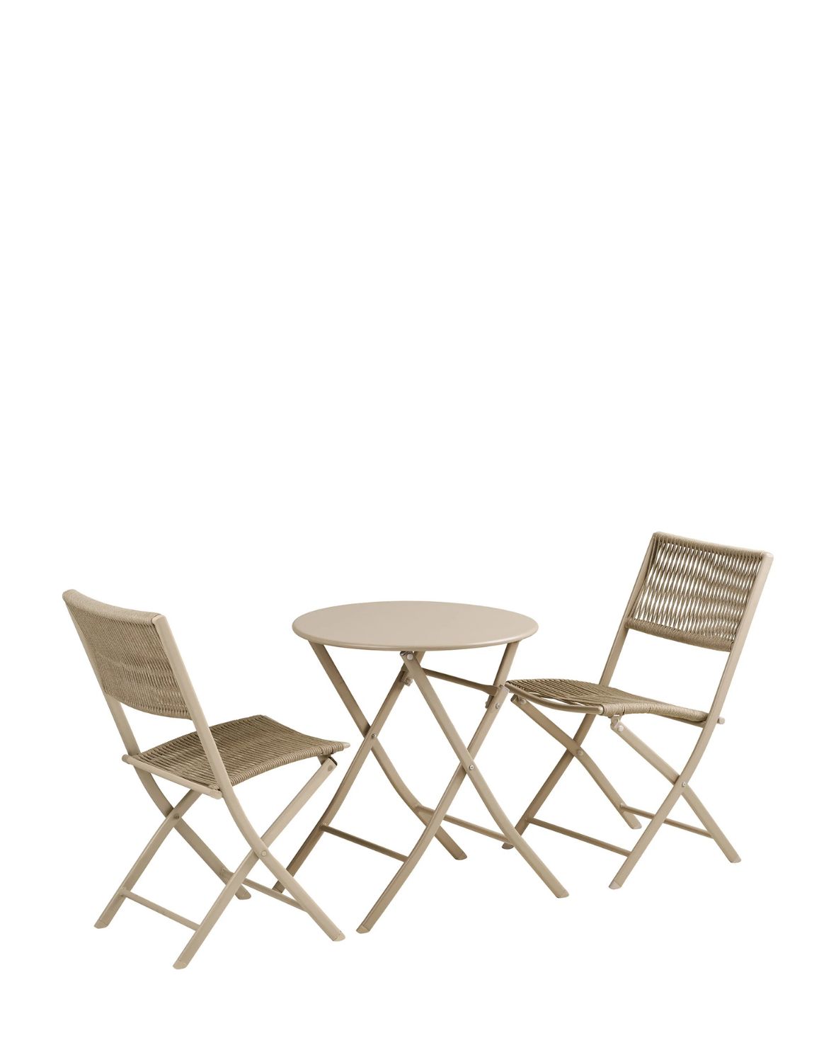 zestaw ogrodowy arcas bistro set, składany stolik i 2 krzesła, taupe