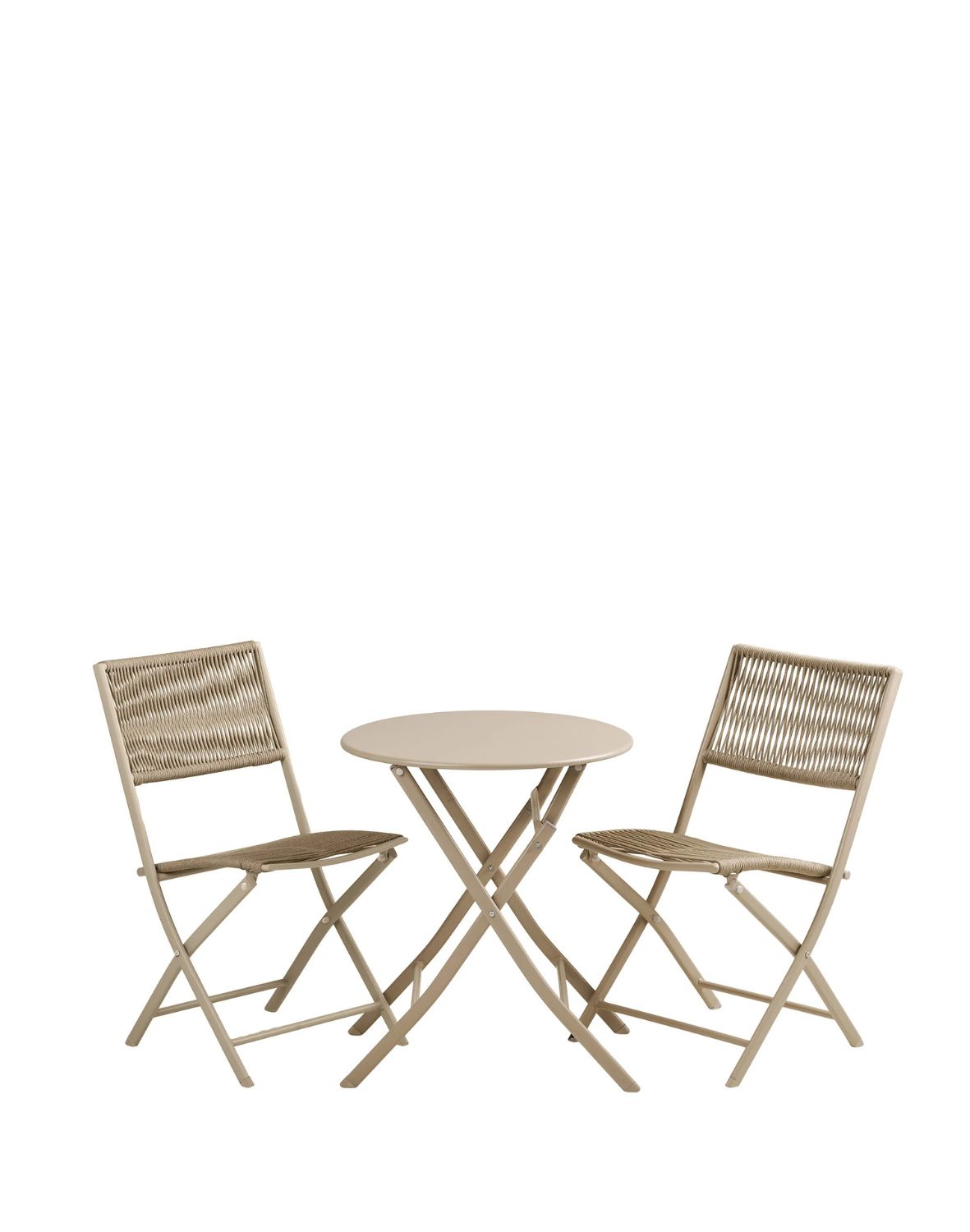 zestaw ogrodowy arcas bistro set, składany stolik i 2 krzesła, taupe