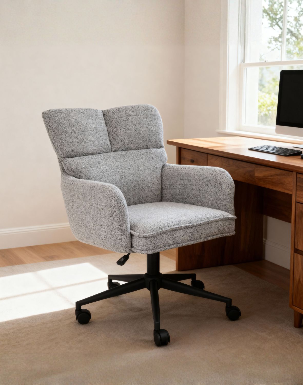 krzesło biurowe aria, regulowane, obrotowe, szare