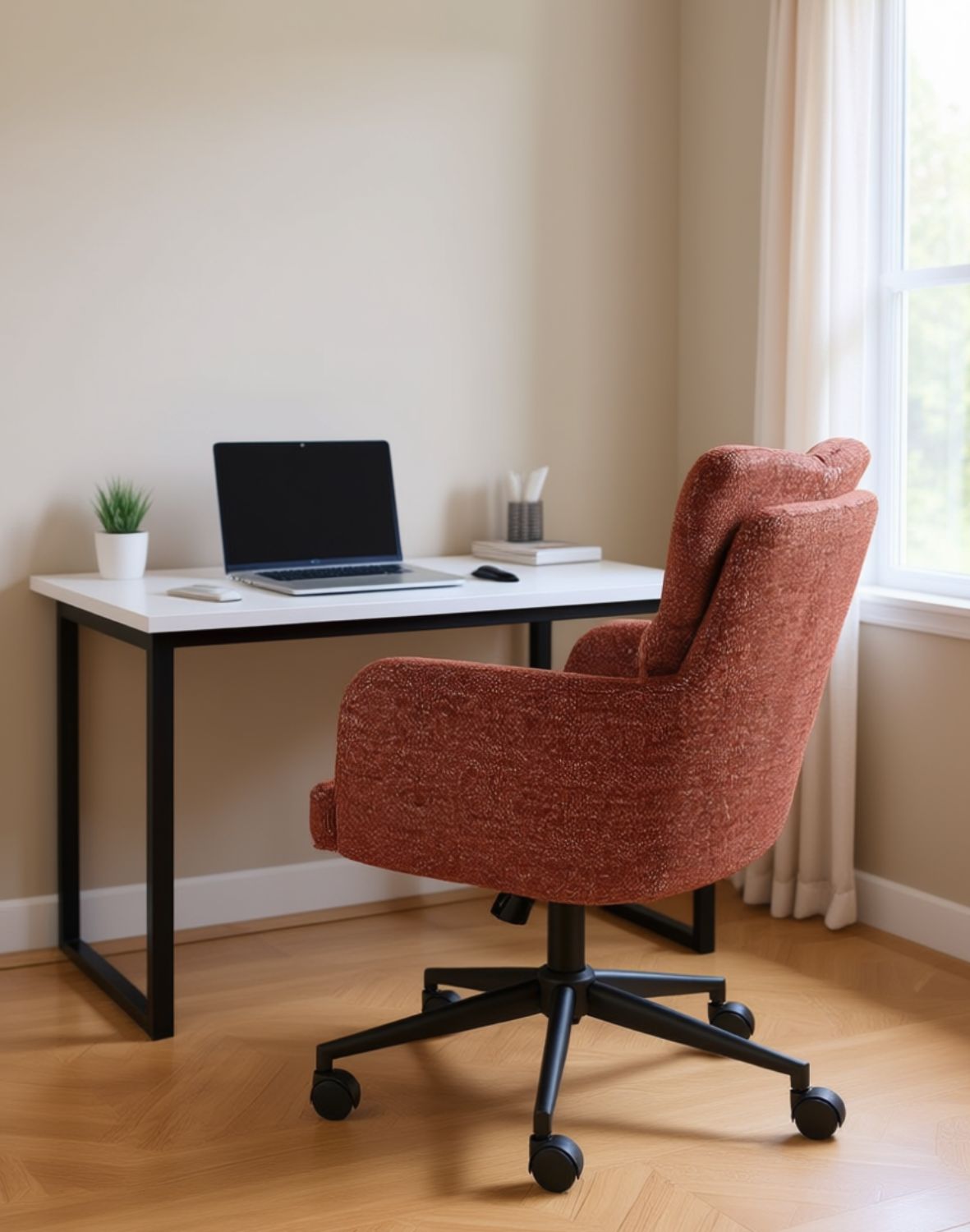 krzesło biurowe aria, regulowane, obrotowe, rude