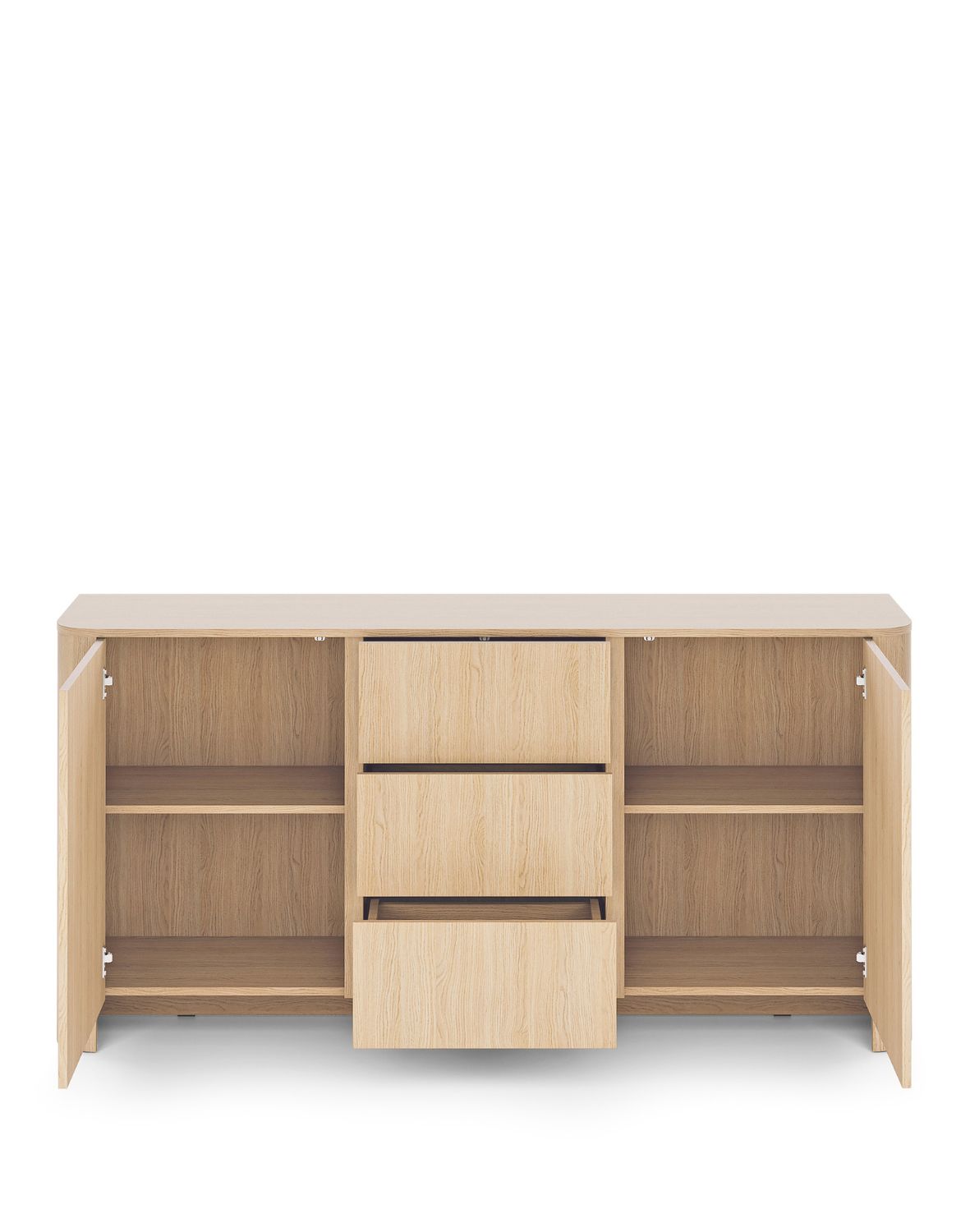 szeroka komoda z szufladami bari ksz168 ze złotą listwą, dąb vicenza