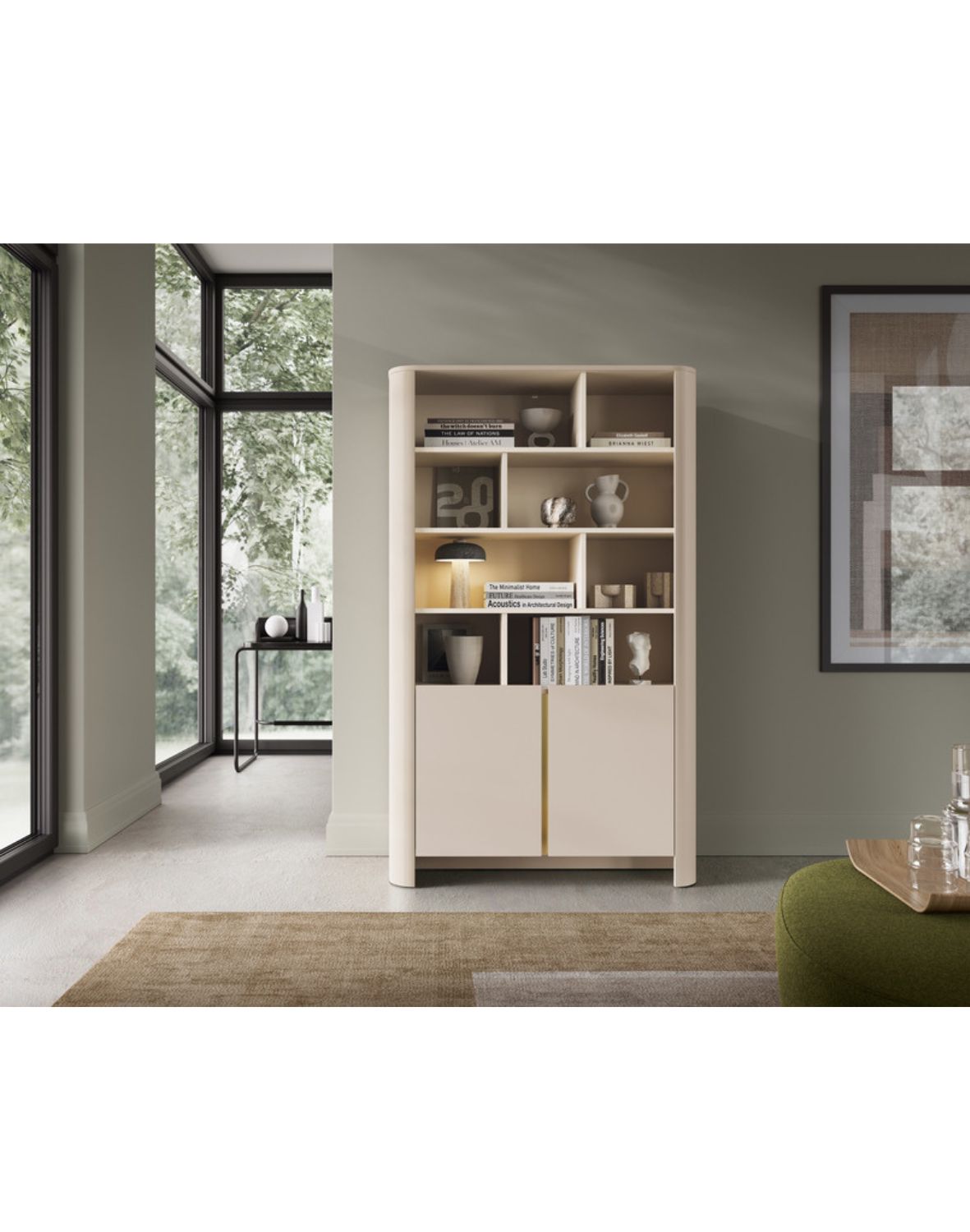 regał kaszmir z szufladami bari rg103 ze złotą listwą