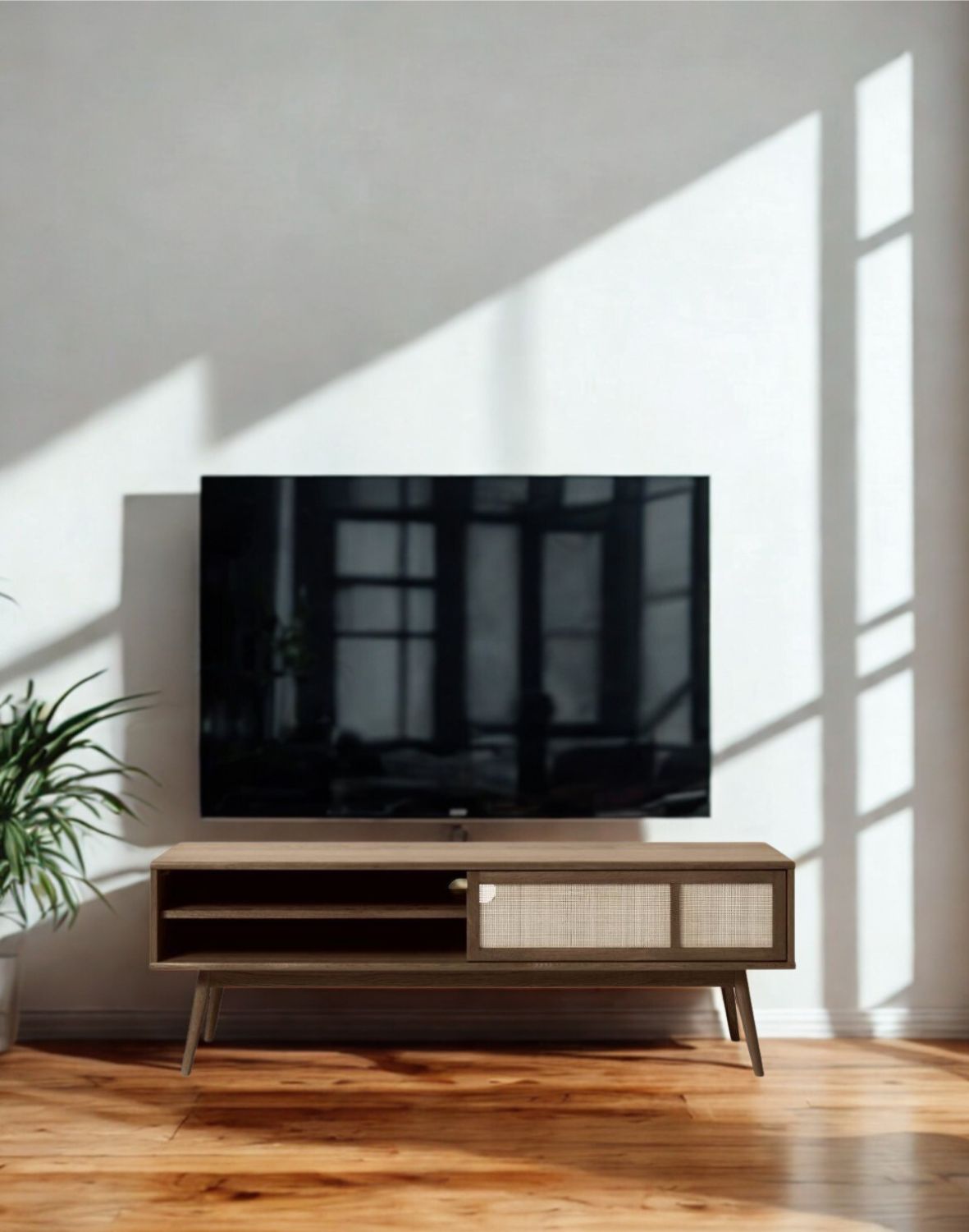 drewniana szafka RTV Barrali (46732931), 150 cm, ciemny dąb