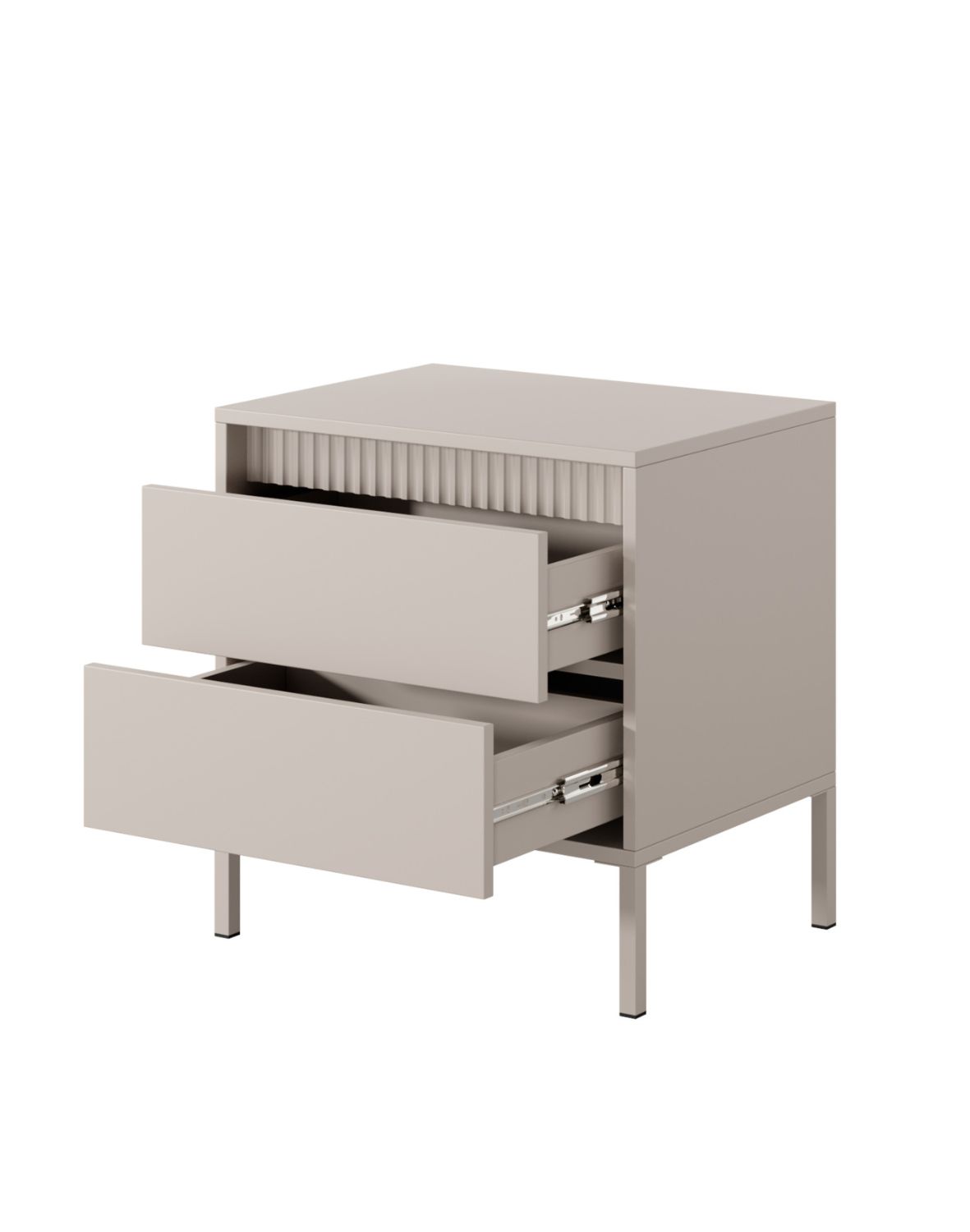 beżowy stolik nocny z szufladami senso 2s