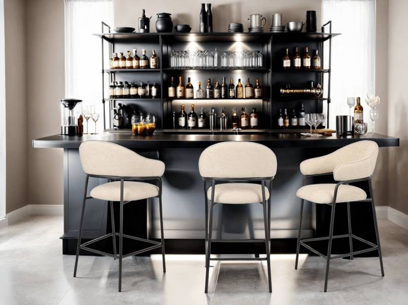 hoker do kuchni z podnóżkiem bianca, tapicerowany, beżowy