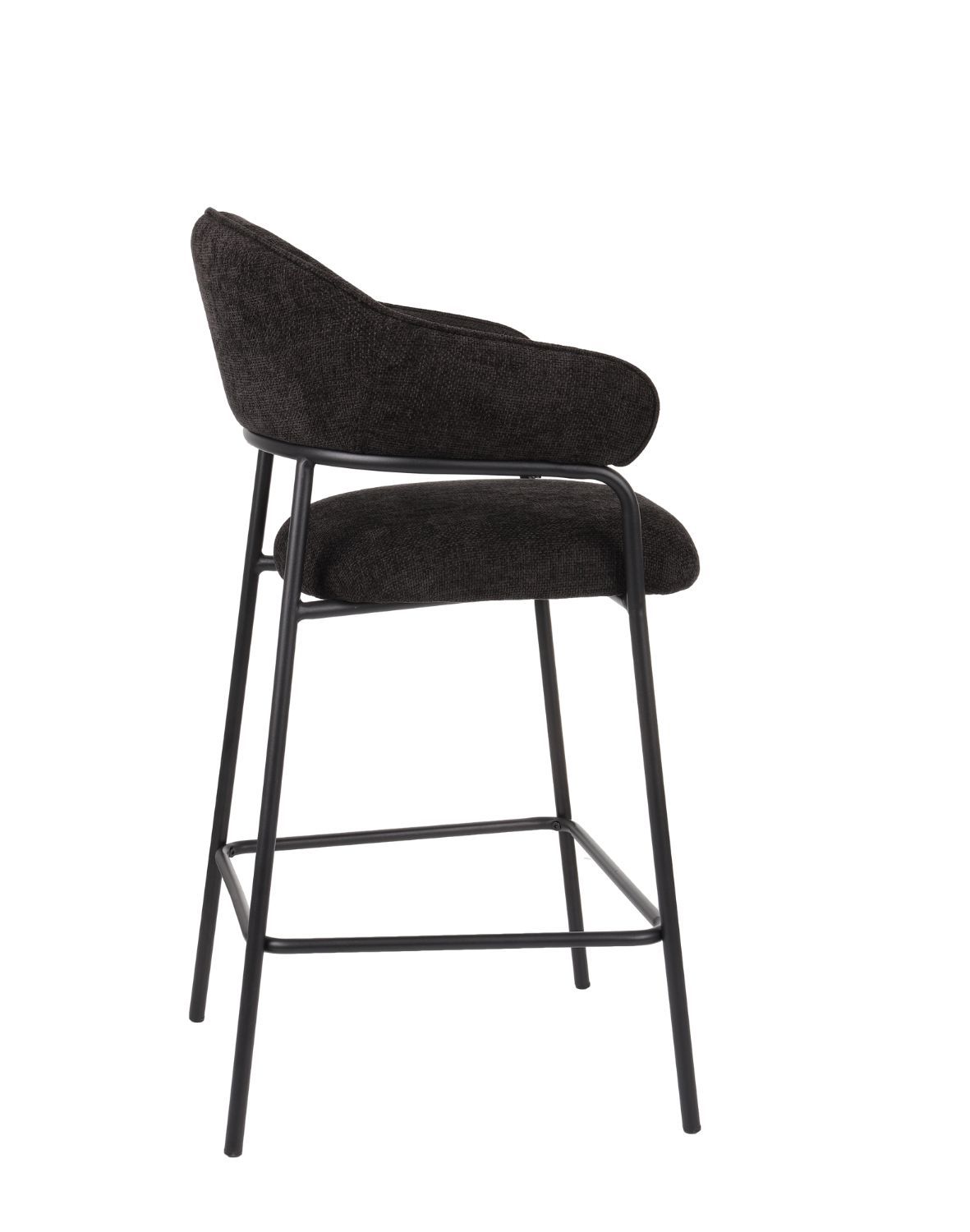 hoker do kuchni z podnóżkiem bianca, tapicerowany, czarny