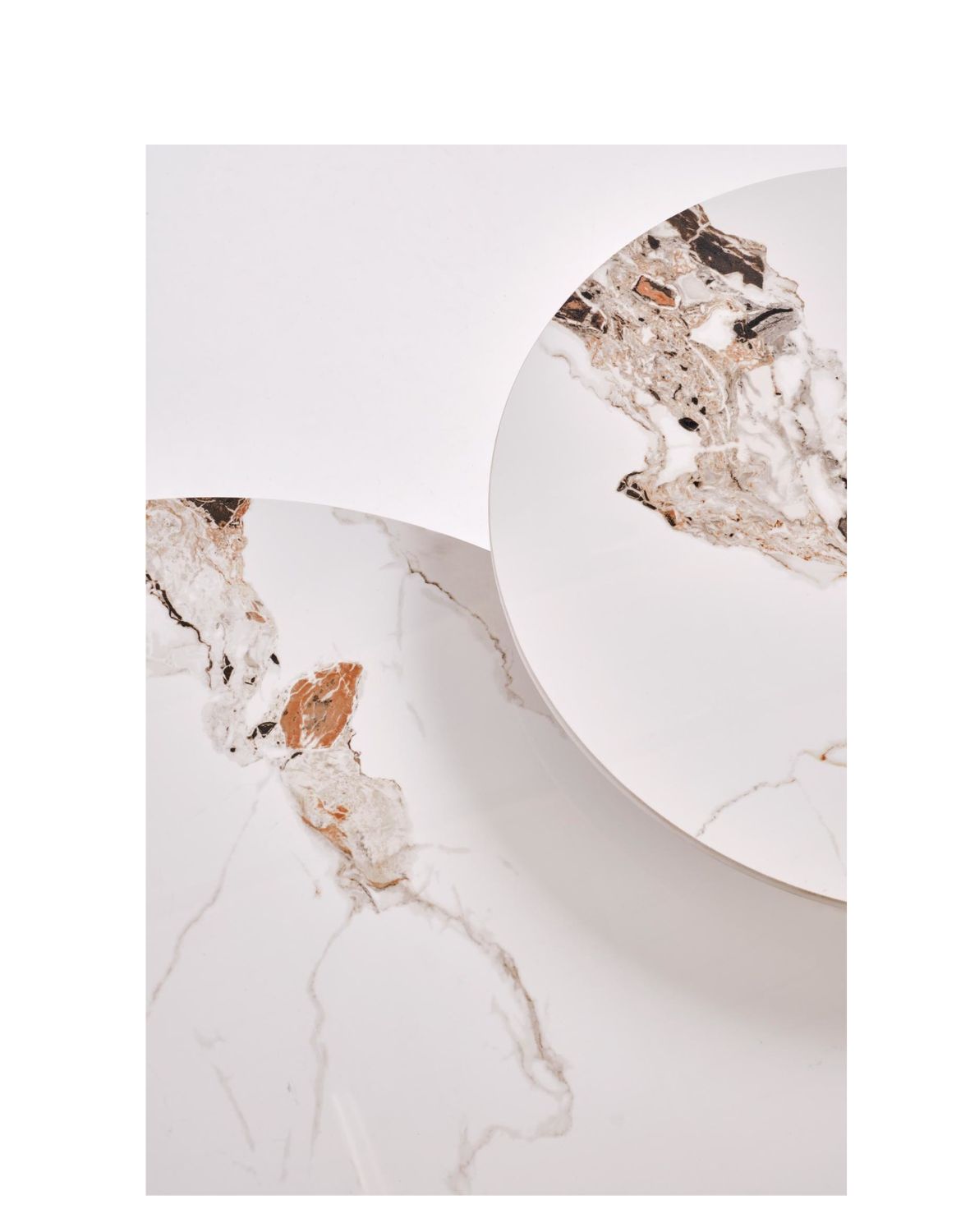 stolik kawowy okrągły orzechowy carina, marmur