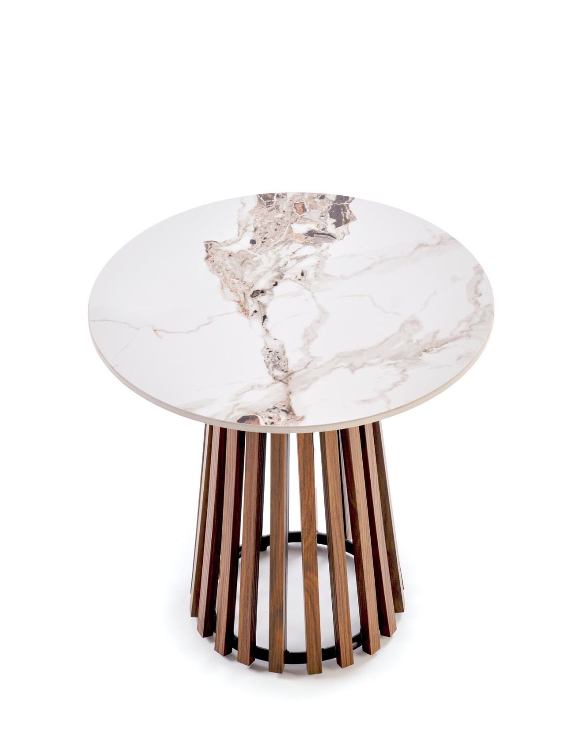 stolik kawowy okrągły orzechowy carina_s, marmur