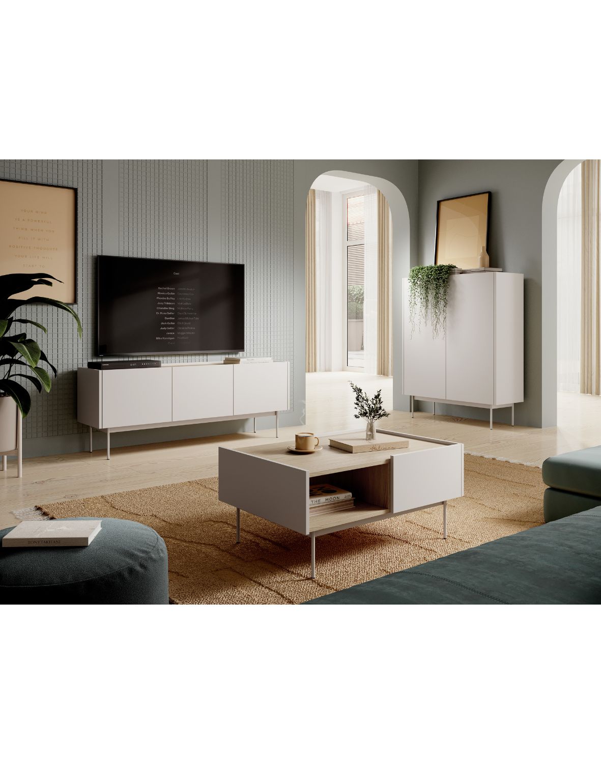 szafka pod telewizor color rtv144, kaszmirowa/dąb linea