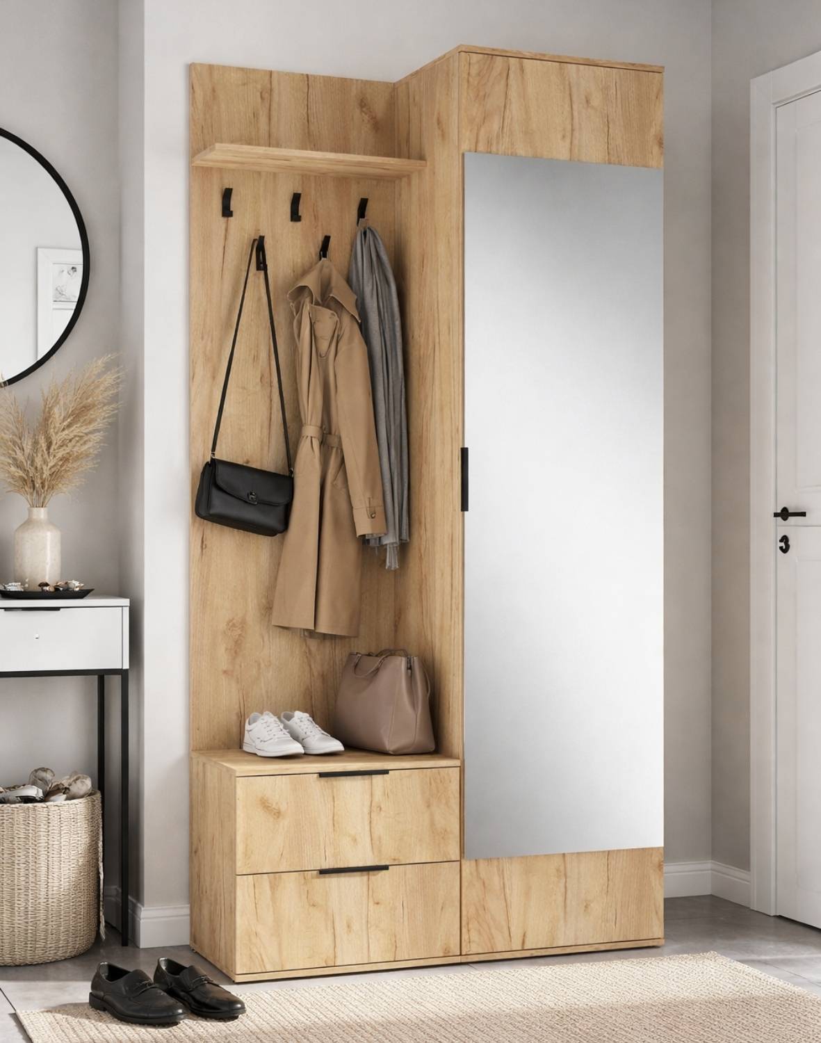garderoba do przedpokoju coral, dąb złoty