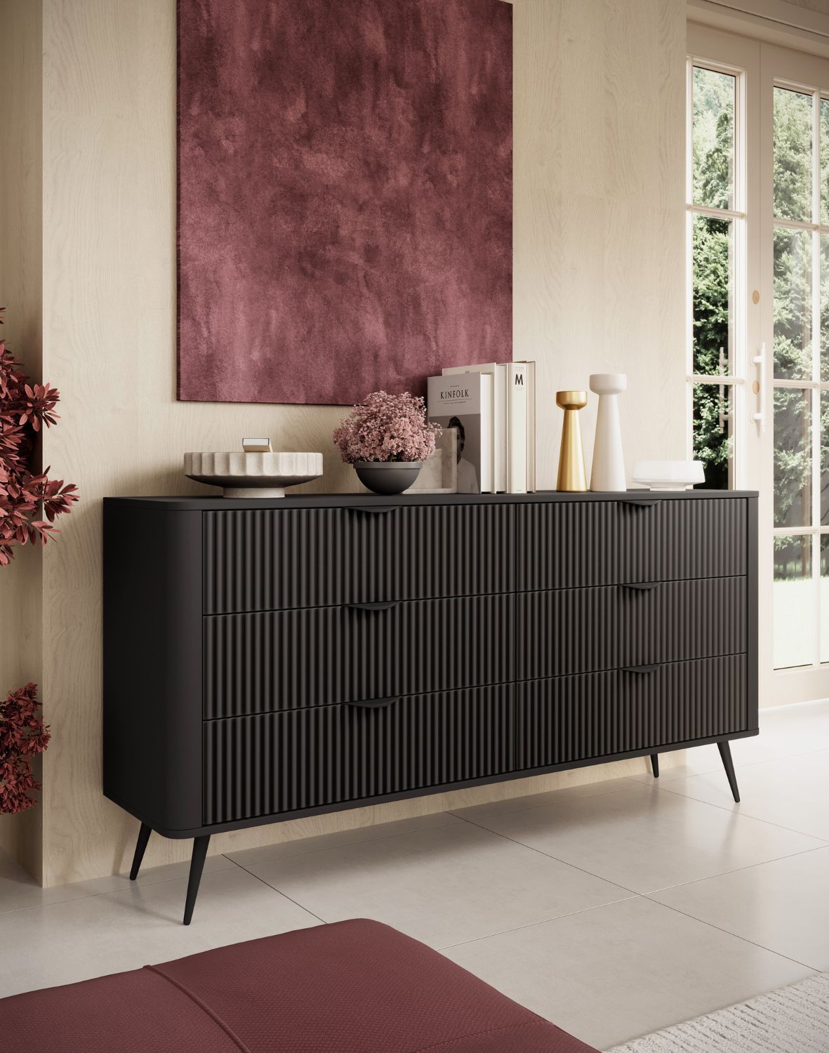 nowoczesna czarna komoda z szufladami lante b