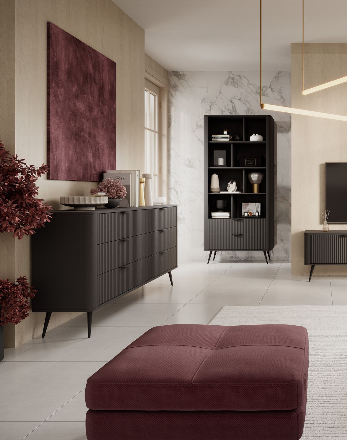 nowoczesna czarna komoda z szufladami lante b