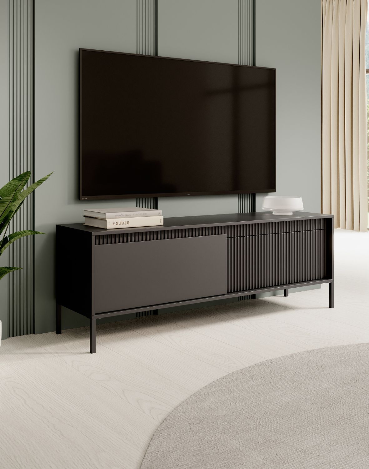 czarna komoda pod telewizor senso d