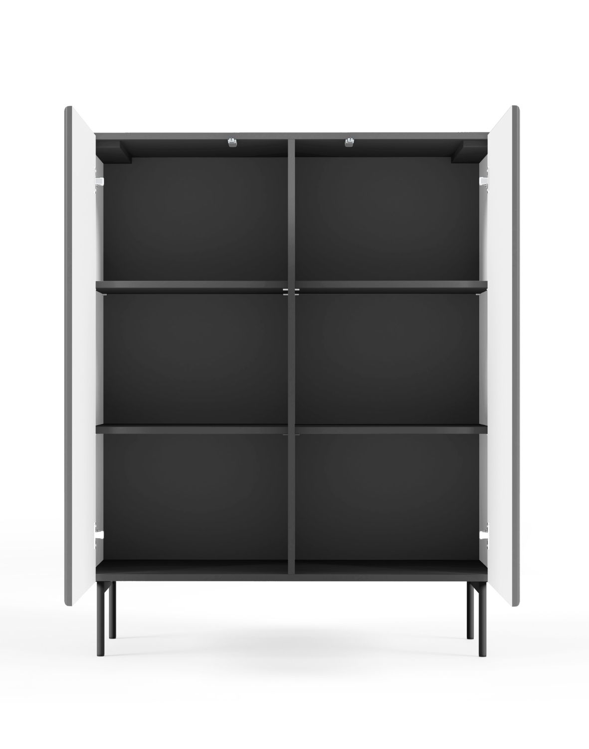 czarna wysoka szafka ryflowana do salonu muti