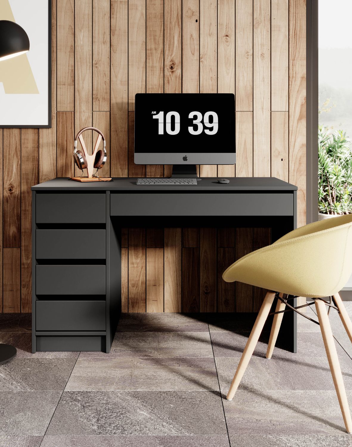 czarne biurko z szufladami ada