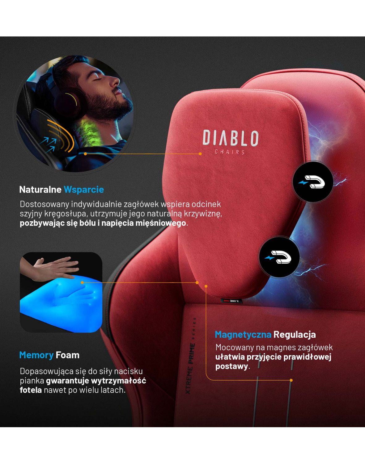 czerwony fotel gamingowy, diablo, prime