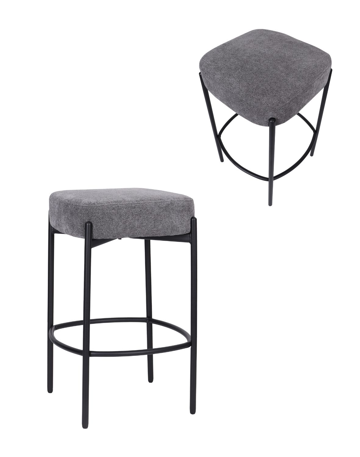 kwadratowy hoker do kuchni z podnóżkiem dolly, szary