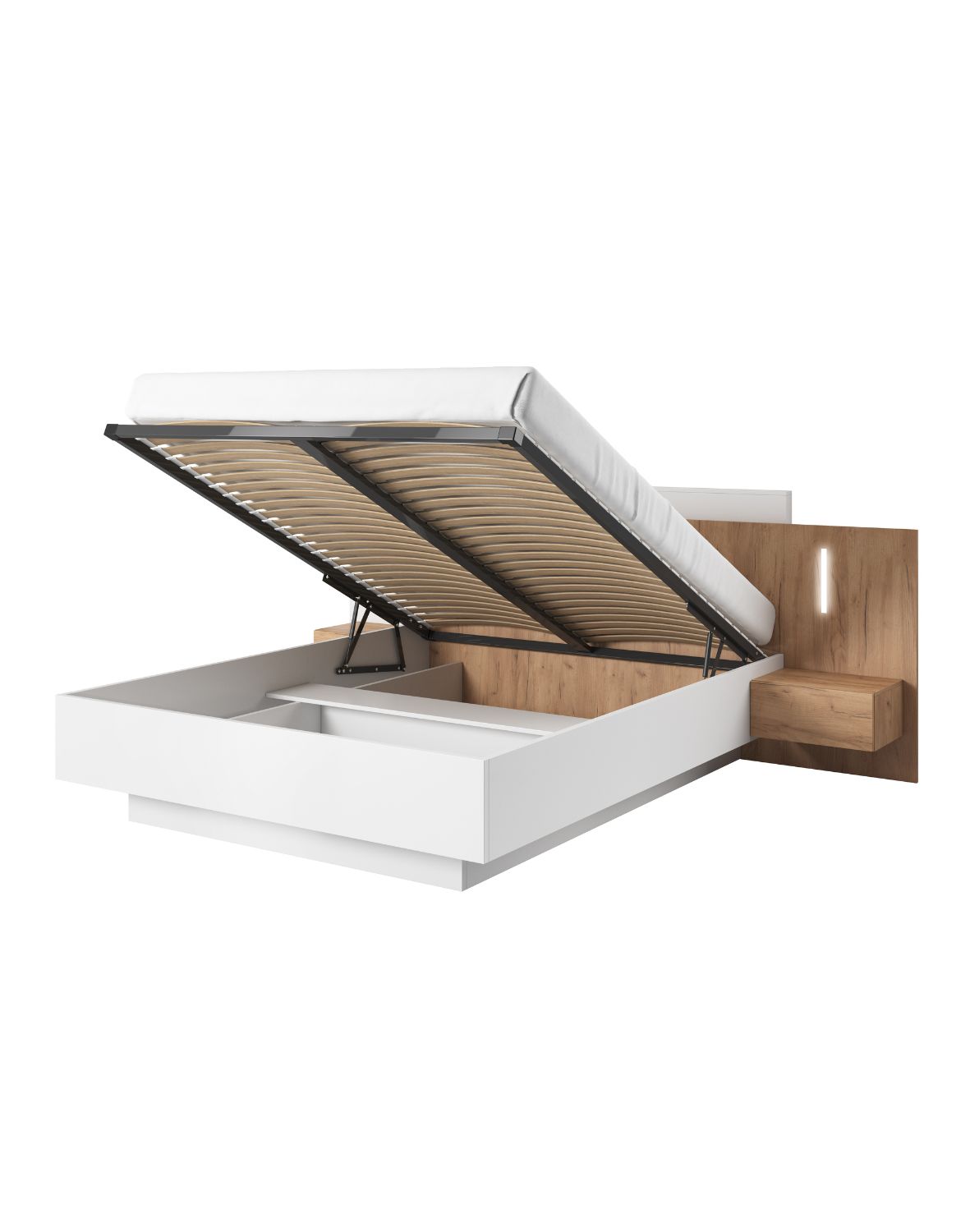 drewniane łóżko z pojemnikiem 160 3d