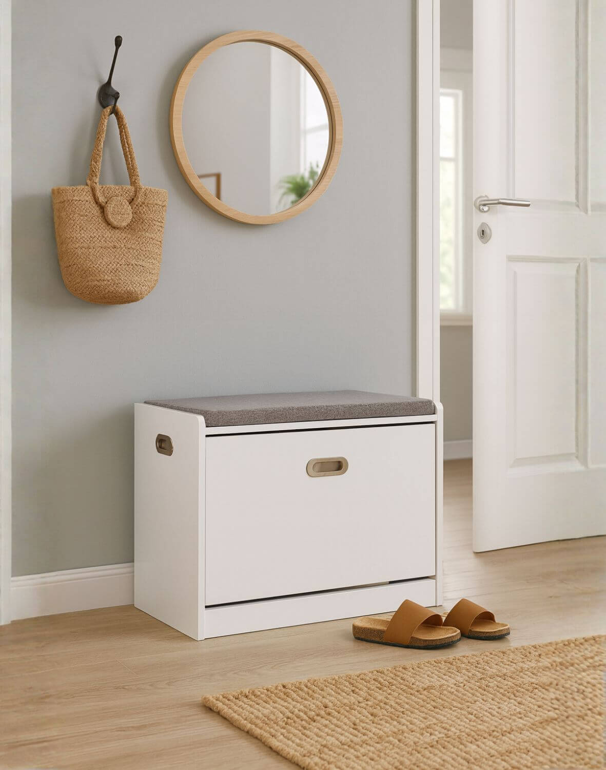 szafka na buty z siedziskiem duna, biała