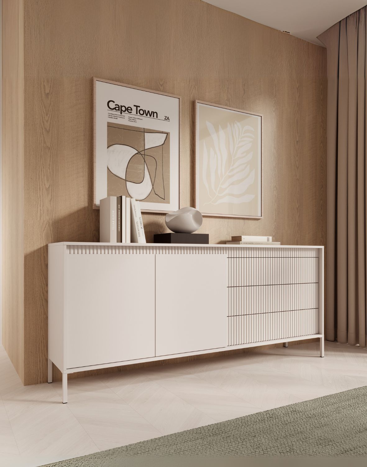 duża komoda do salonu beżowa senso c