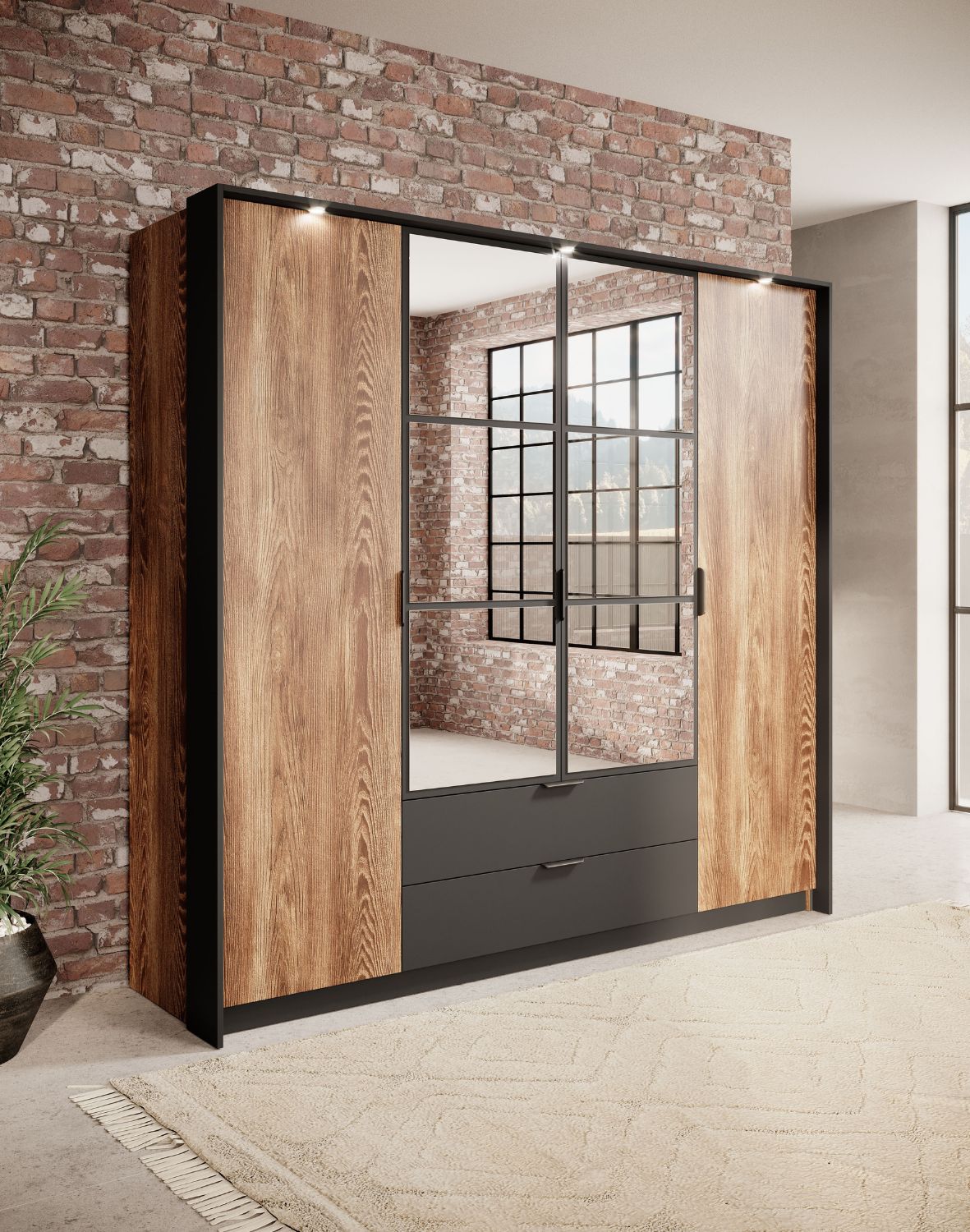 duża szafa z lustrem i szufladami milton a