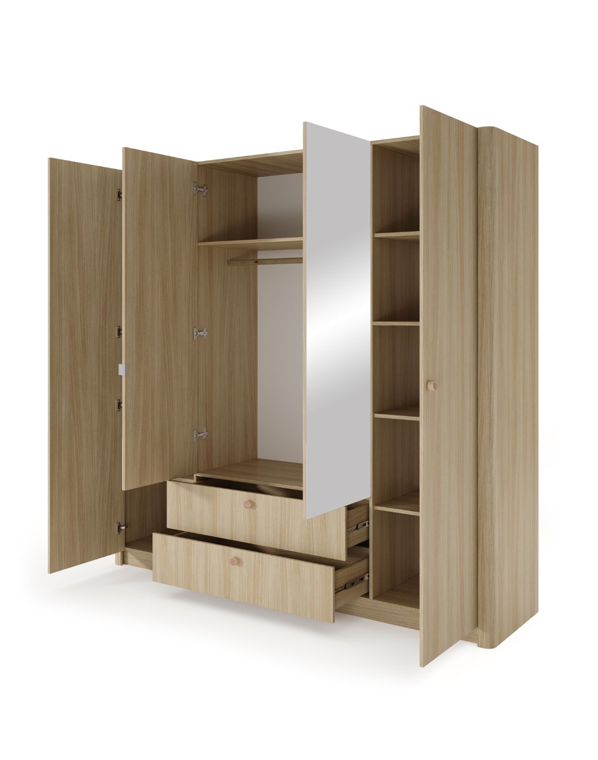 duża szafa czterodrzwiowa z lustrem i szufladami viki