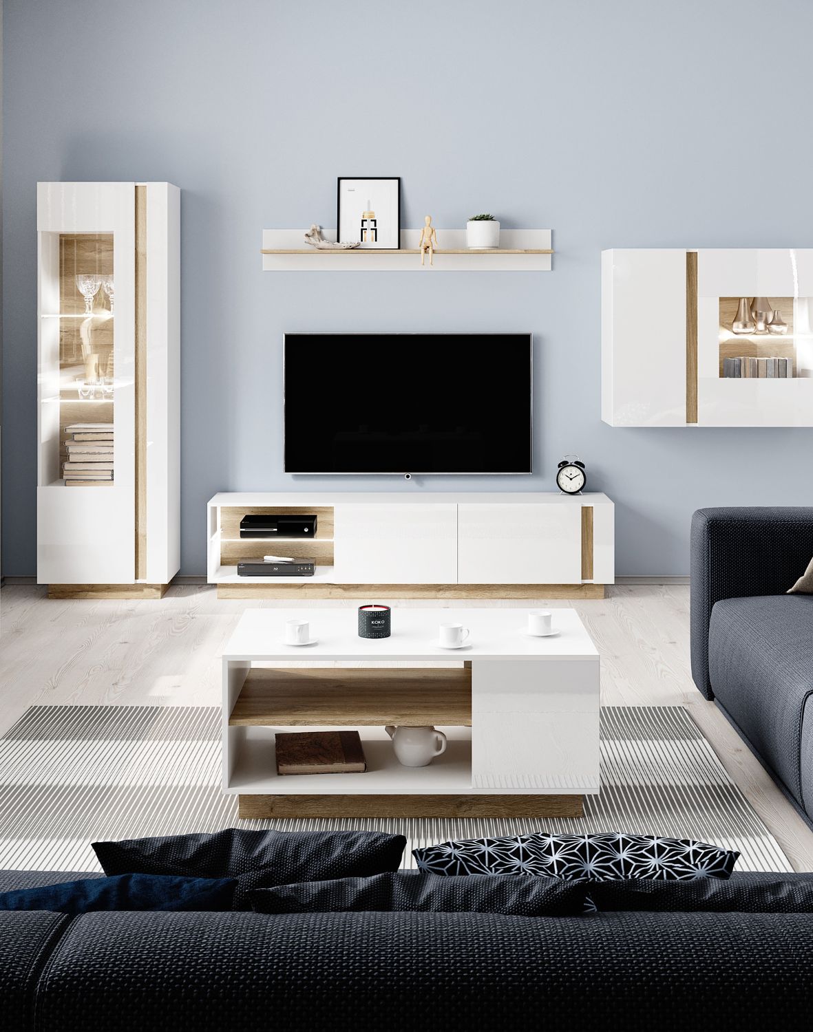 duża szafka rtv arco biały połysk