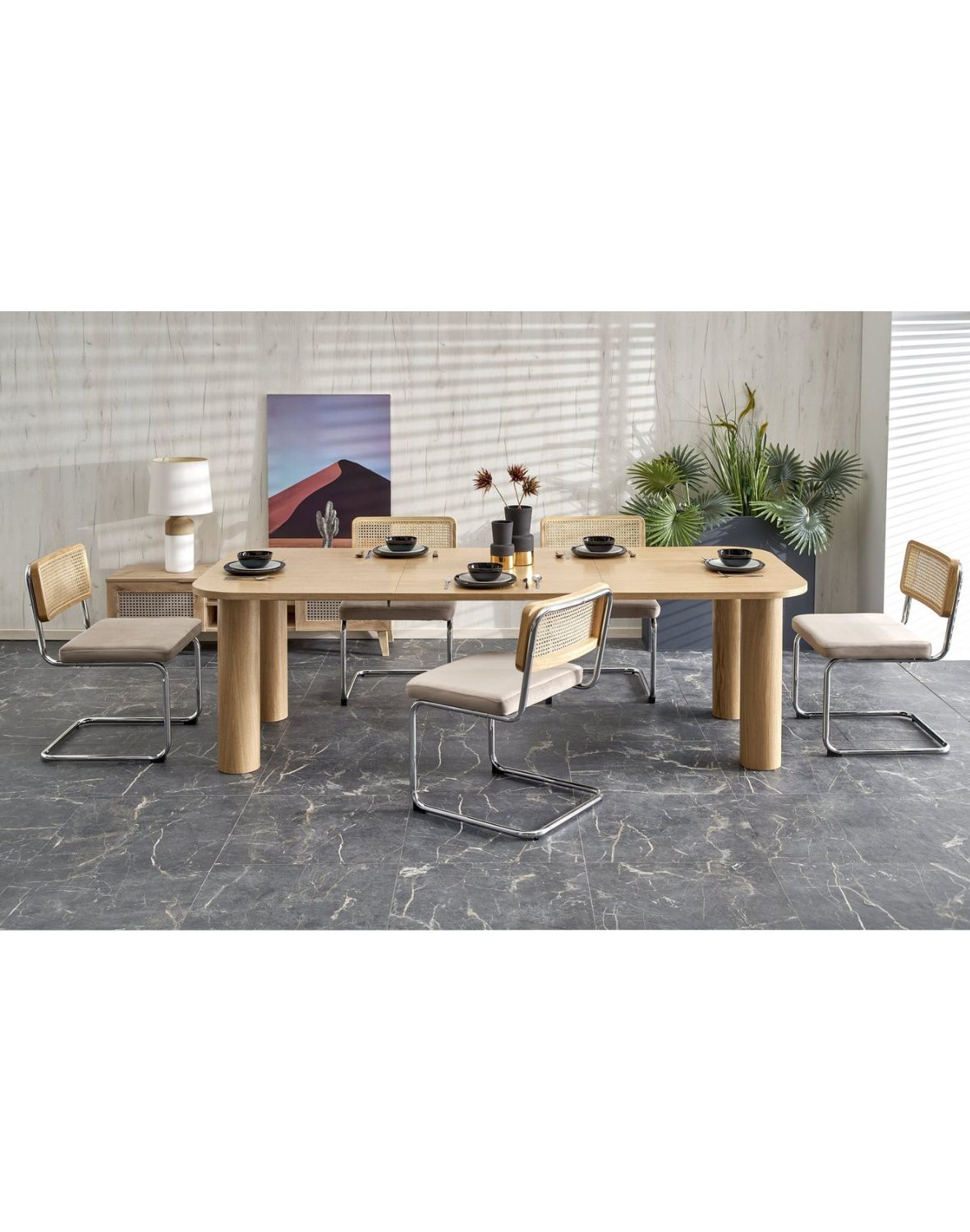 stół rozkładany elefante, prostokątny 160-240x100, dąb naturalny