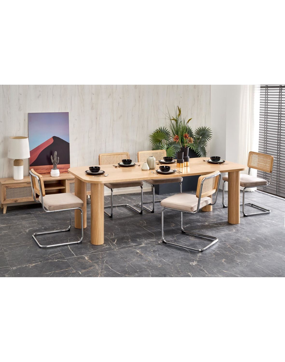 stół rozkładany elefante, prostokątny 160-240x100, dąb naturalny