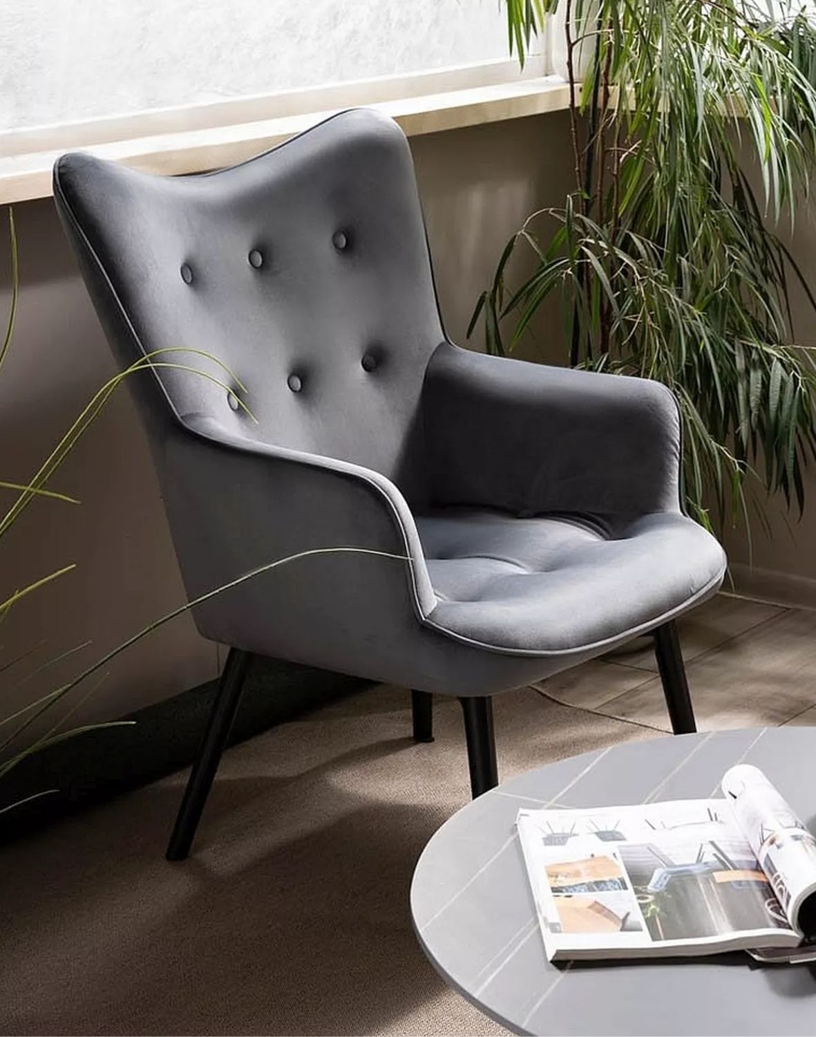 fotel carmen velvet szary