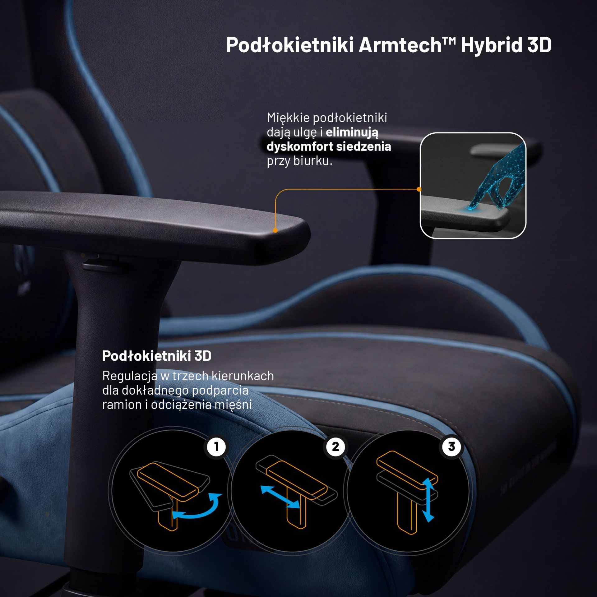 Fotel gamingowy materiałowy King Size, czarno-niebieski: Diablo X-One 2.0 Night Blue 6