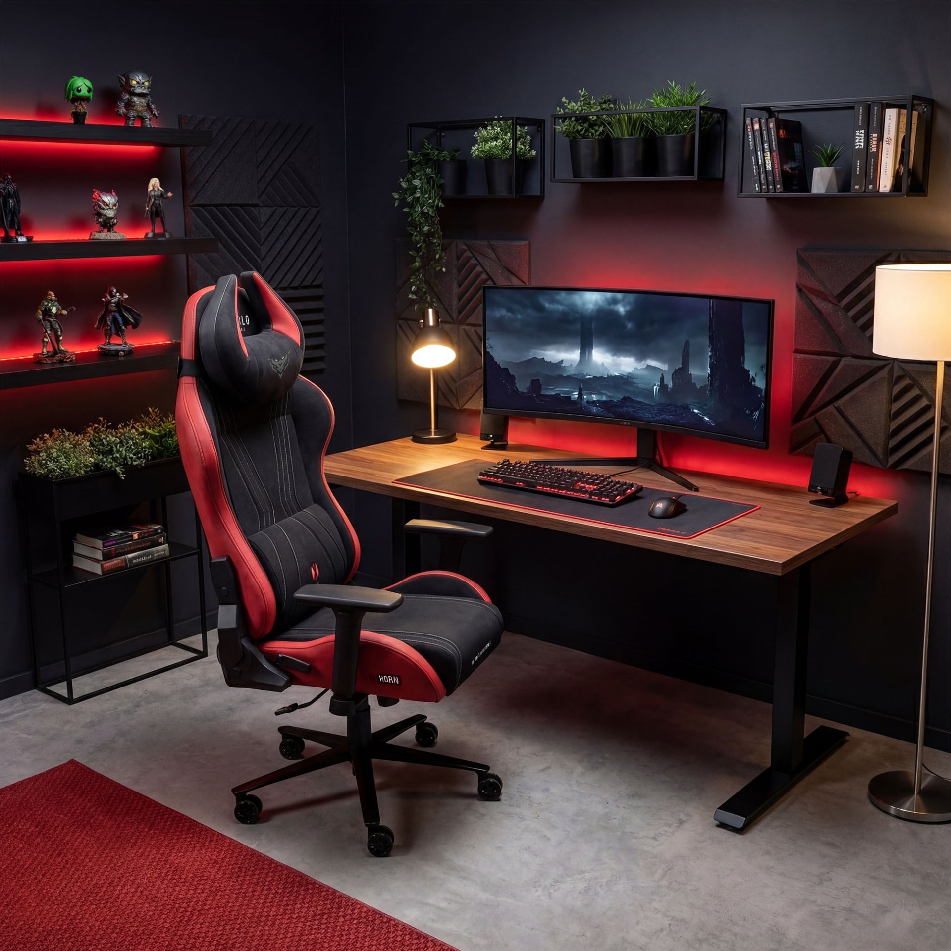 Fotel gamingowy materiałowy Normal Size, czarno-czerwony: Diablo X-Horn 2.0 Bloody Mary 12