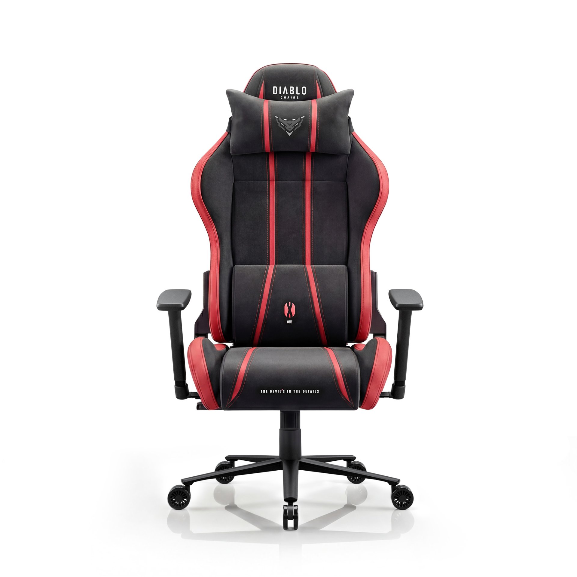 Fotel gamingowy materiałowy Normal Size, czarno-czerwony: Diablo X-One 2.0 Bloody Mary 2