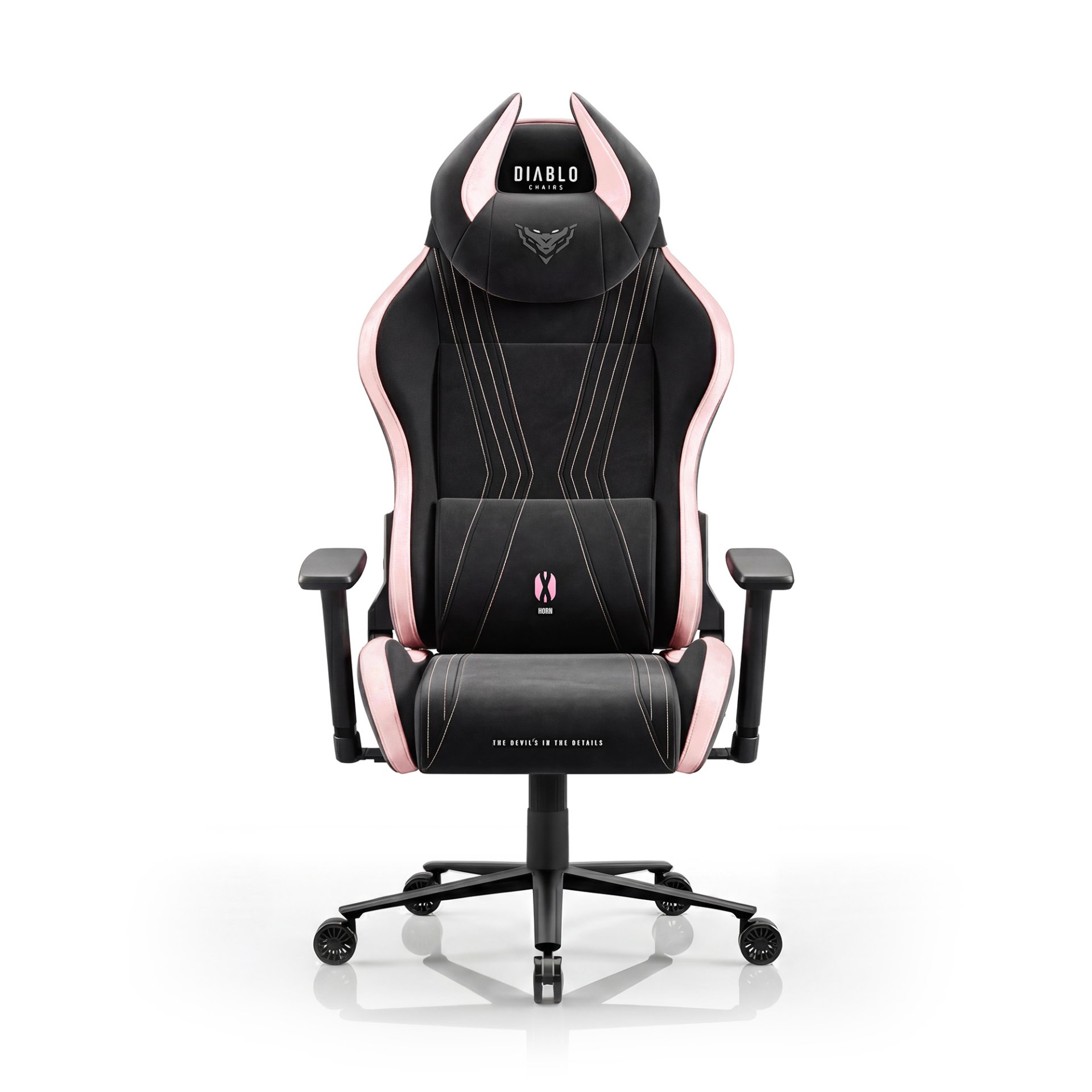 Fotel gamingowy materiałowy Normal Size, czarno-różowy: Diablo X-Horn 2.0 Akira Pink 2