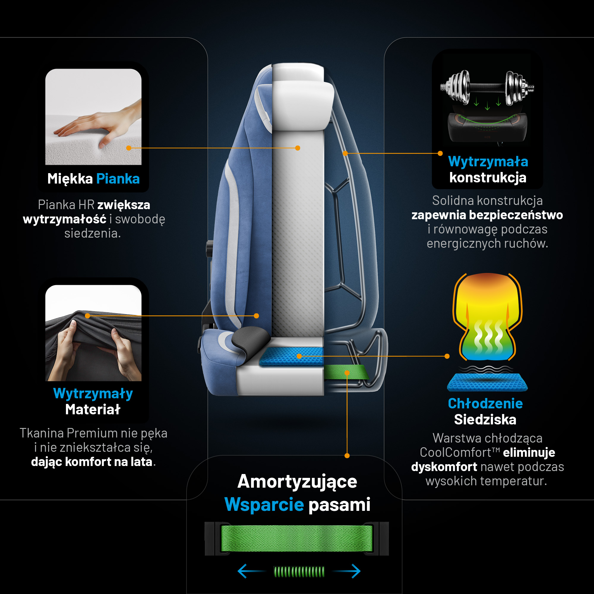 Fotel gamingowy niebieski z magnetycznym zagłówkiem Normal Size: Diablo X-Eye Prime Meta Ocean 6