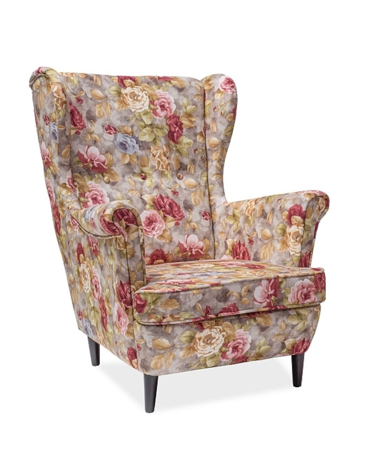 fotel lord coral kwiaty szary