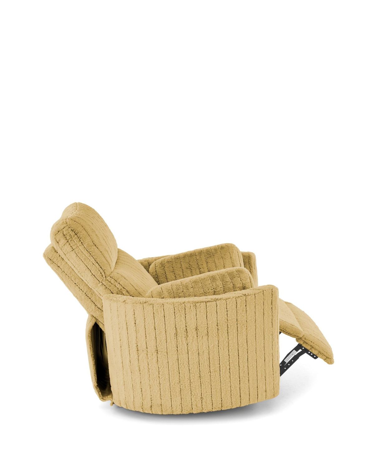 fotel pegas z funkcją elektrycznego rozkładania, obracania i kołyski, musztardowy