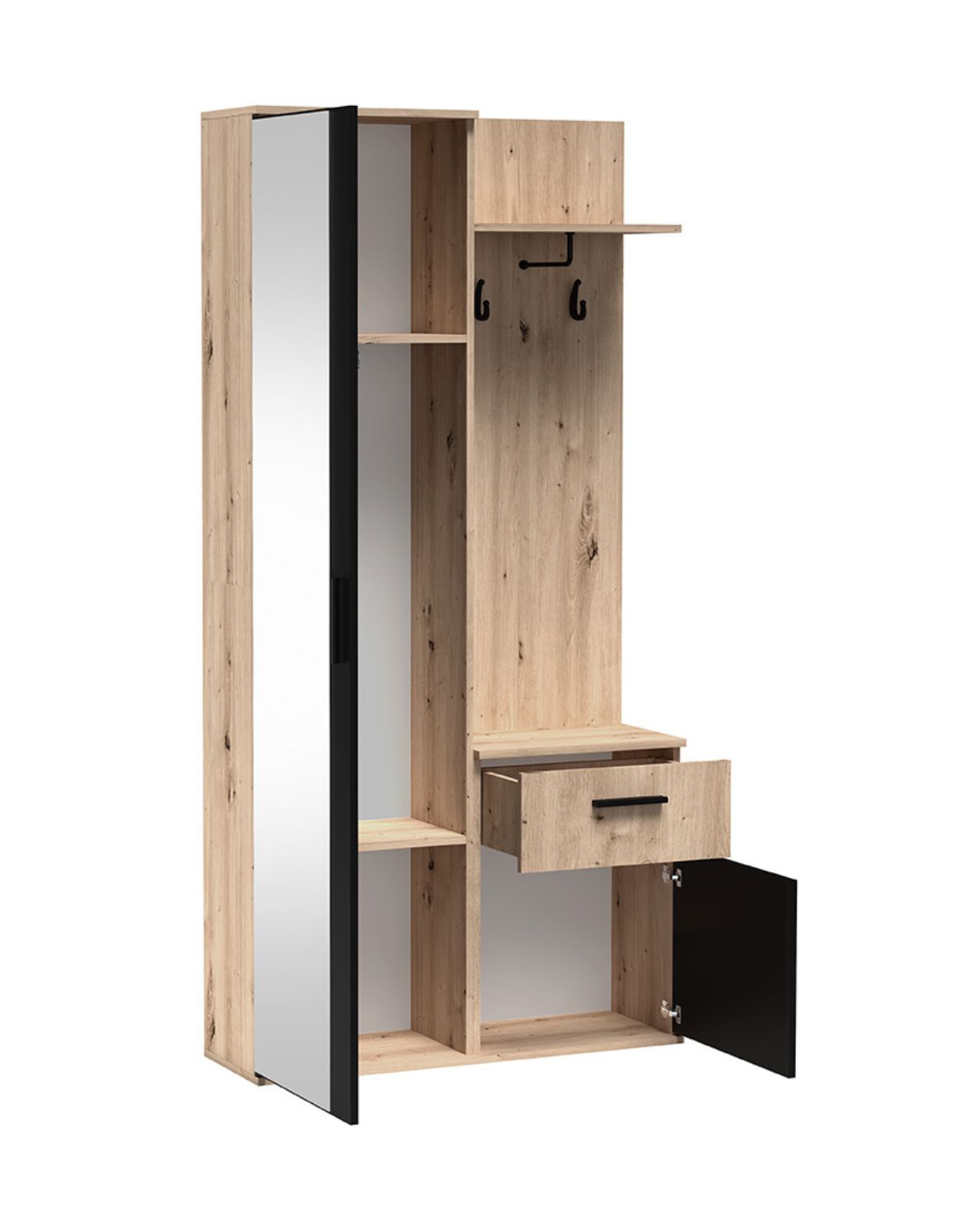 garderoba do przedpokoju lux dąb artisan czarny