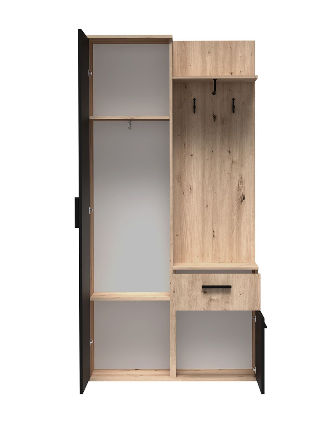 garderoba do przedpokoju lux dąb artisan czarny