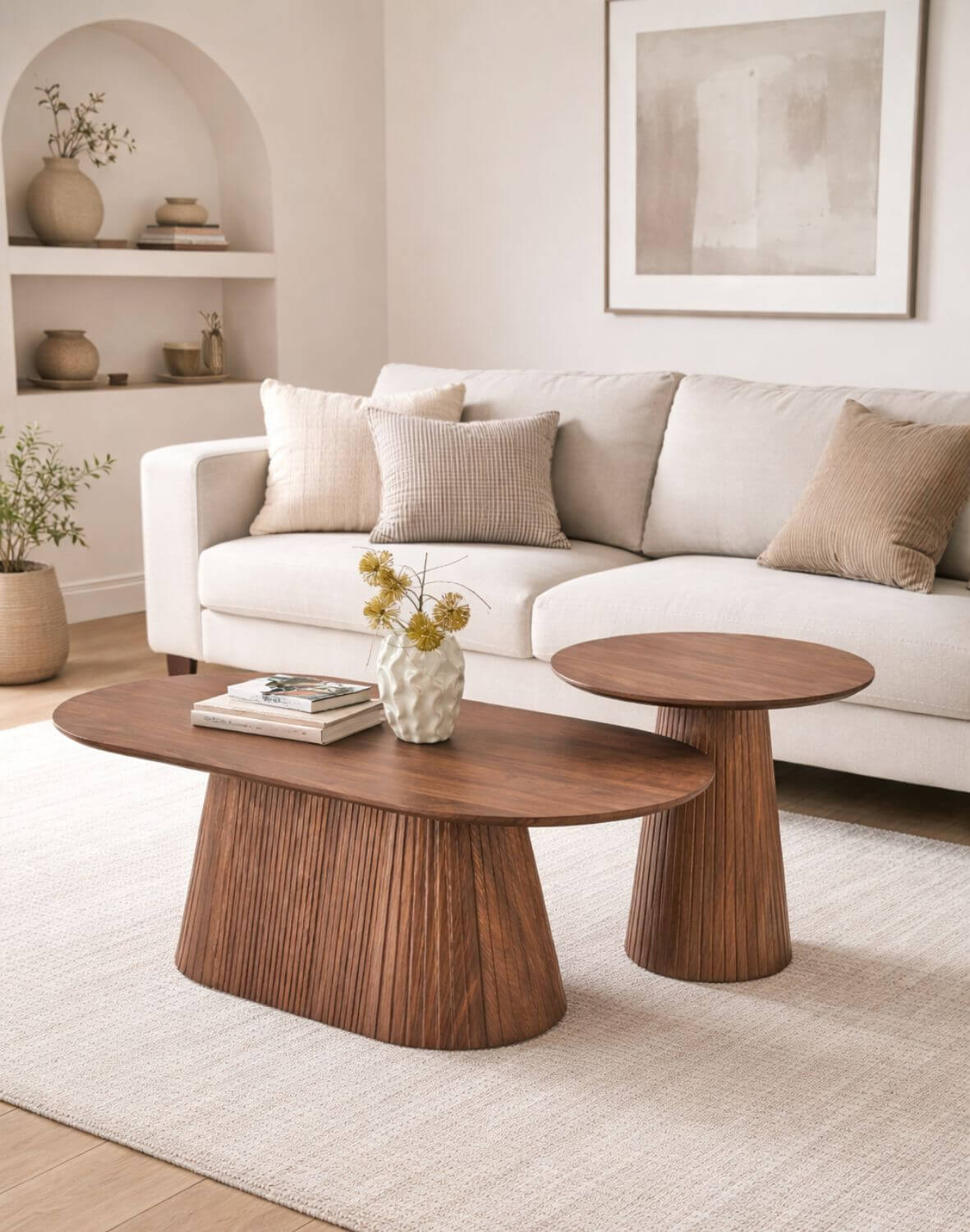 stolik kawowy okrągły orzechowy Gisela s