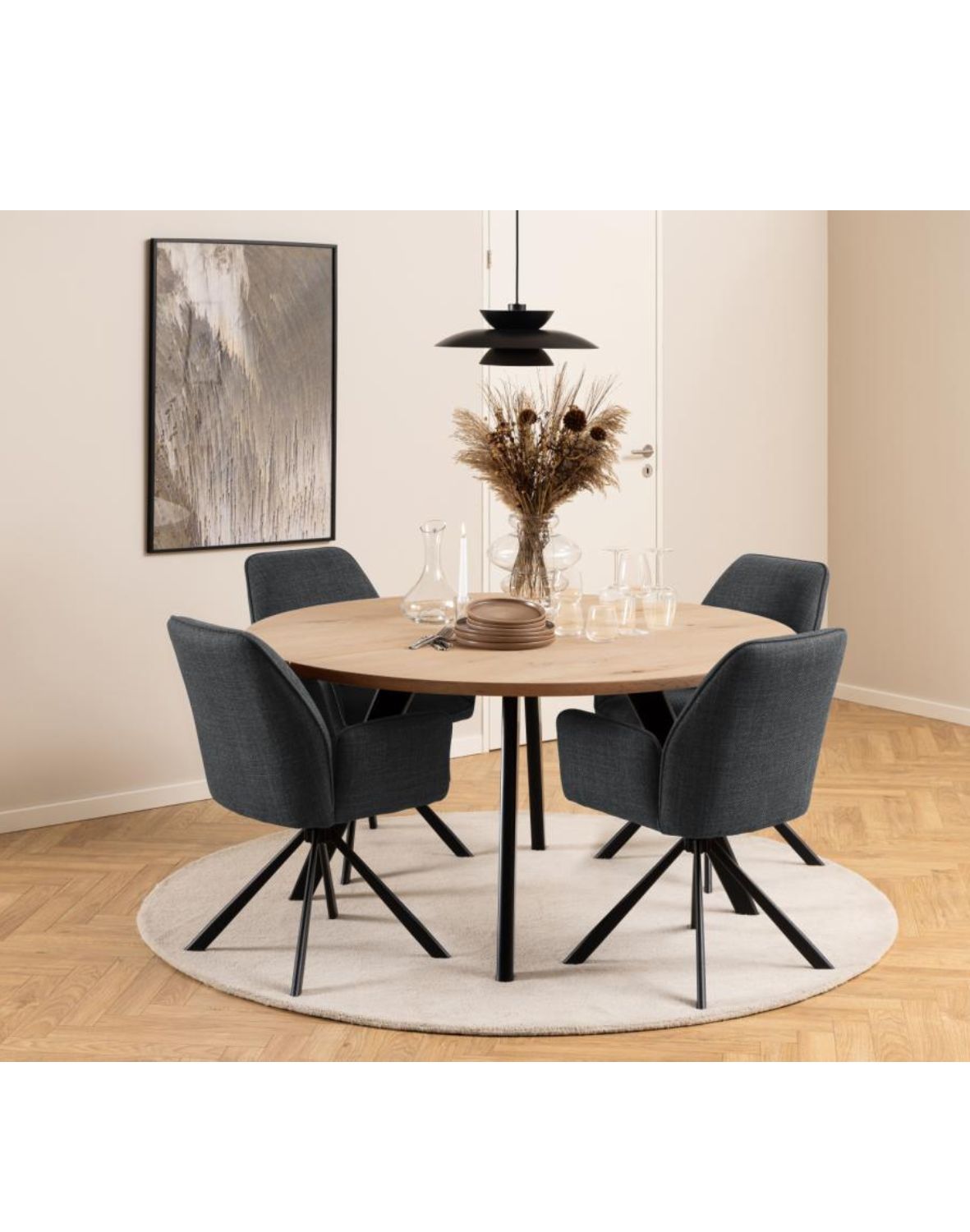 krzesło obrotowe do jadalni, tapicerowane glenda, ciemnoszare (07481)