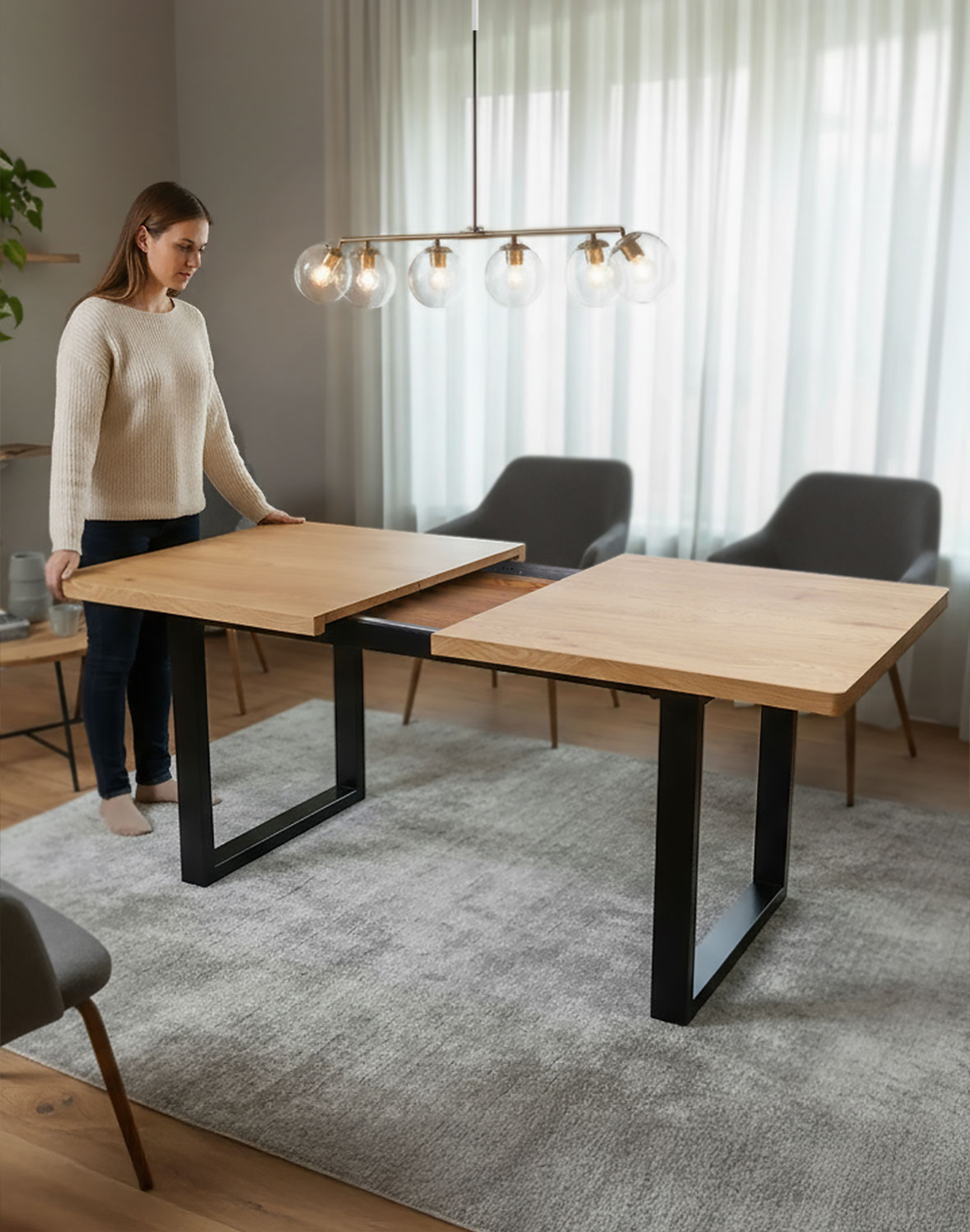 Stół rozkładany Grand Plus, dziki dąb