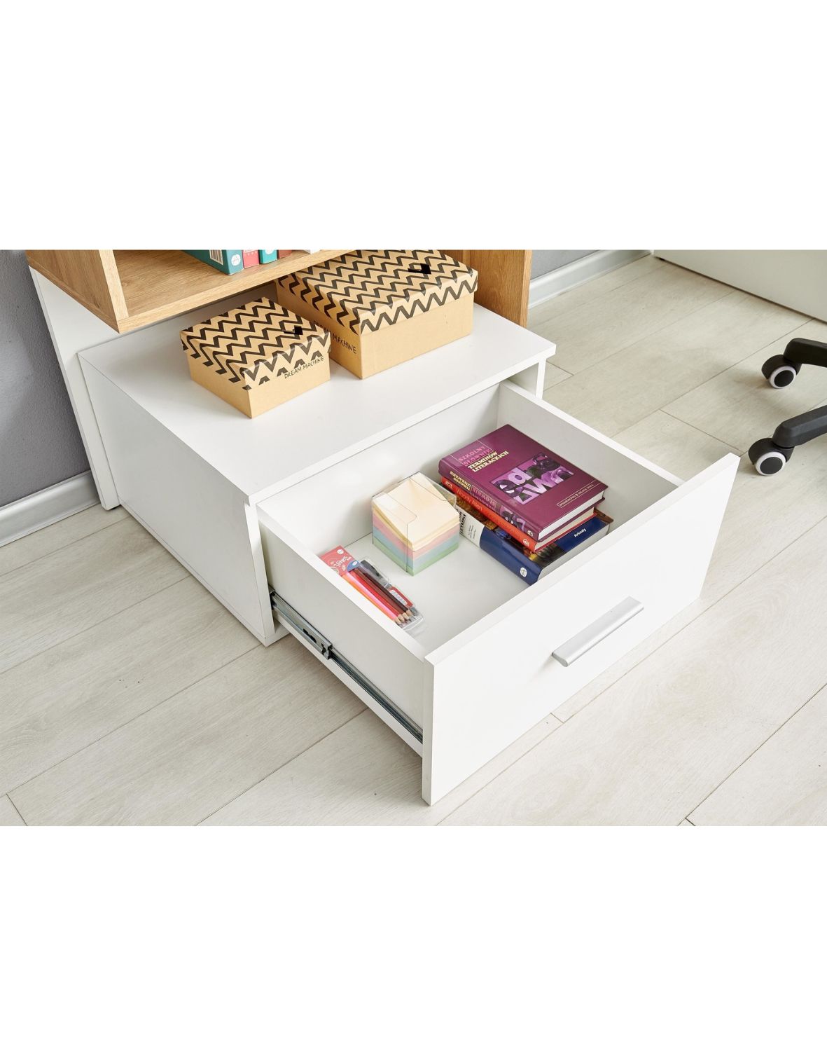 biurko młodzieżowe z szufladą grosso dąb złoty/biały