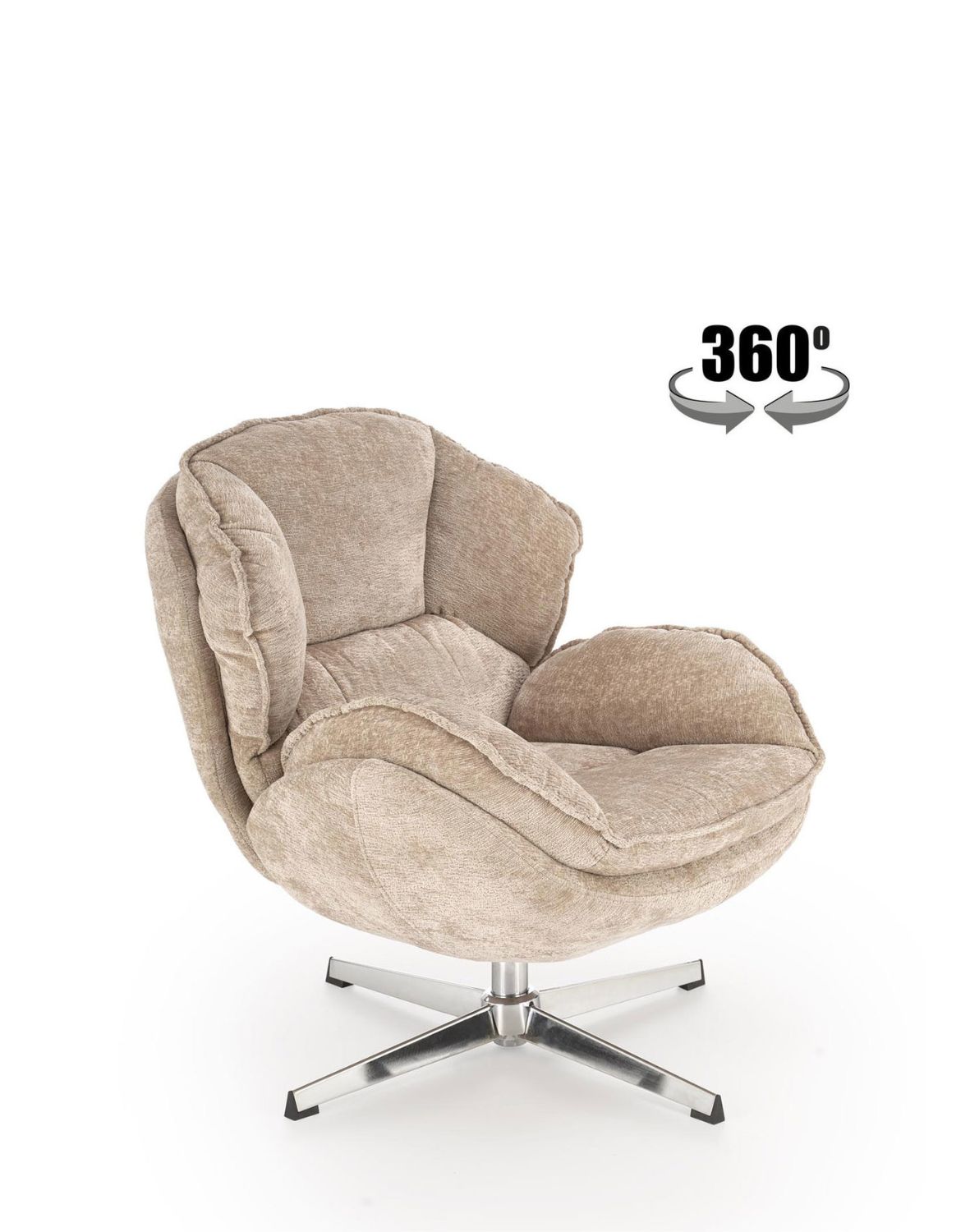 fotel obrotowy guido beżowy, obrotowy 360°, chrom
