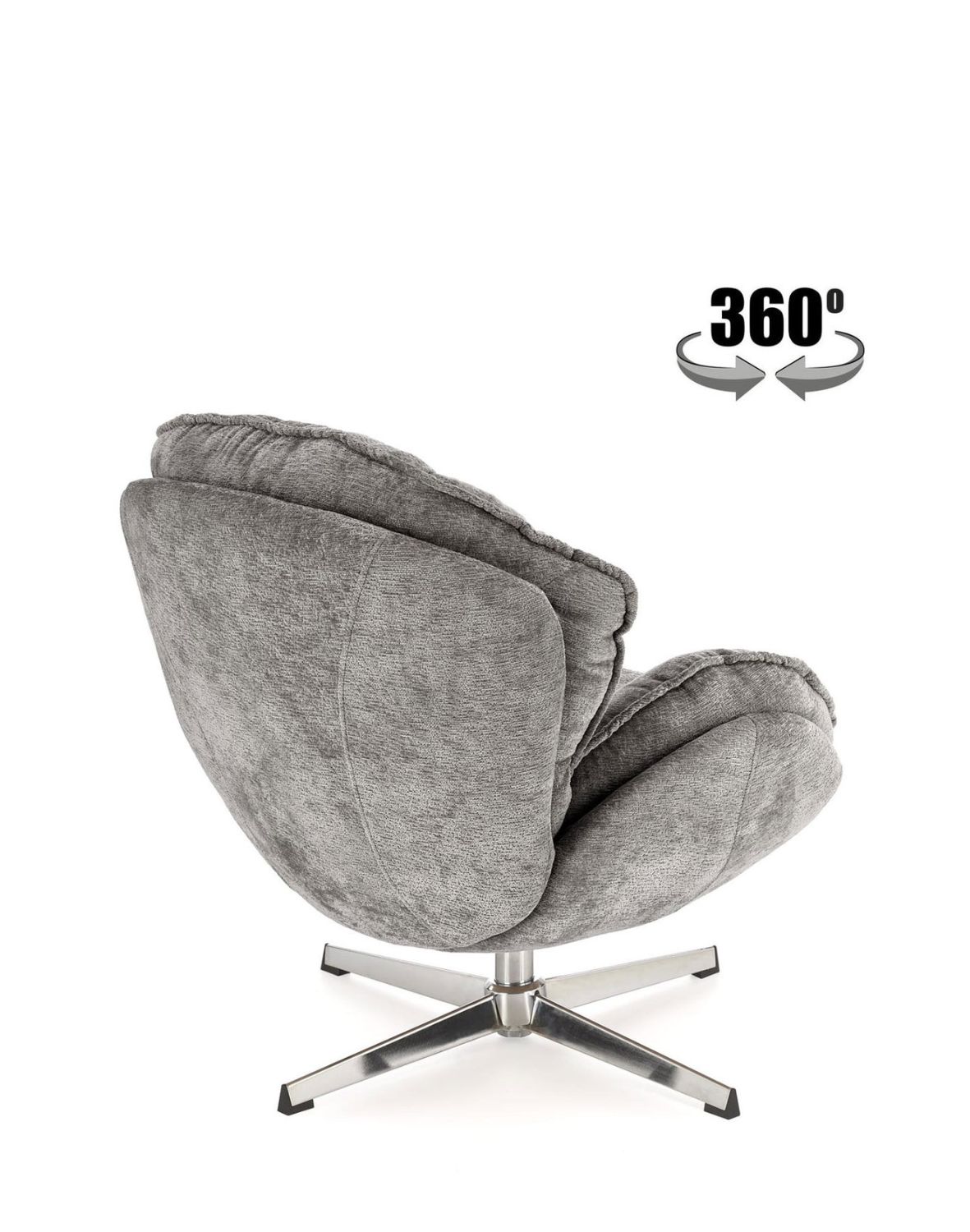 fotel obrotowy guido szary, obrotowy 360°, chrom