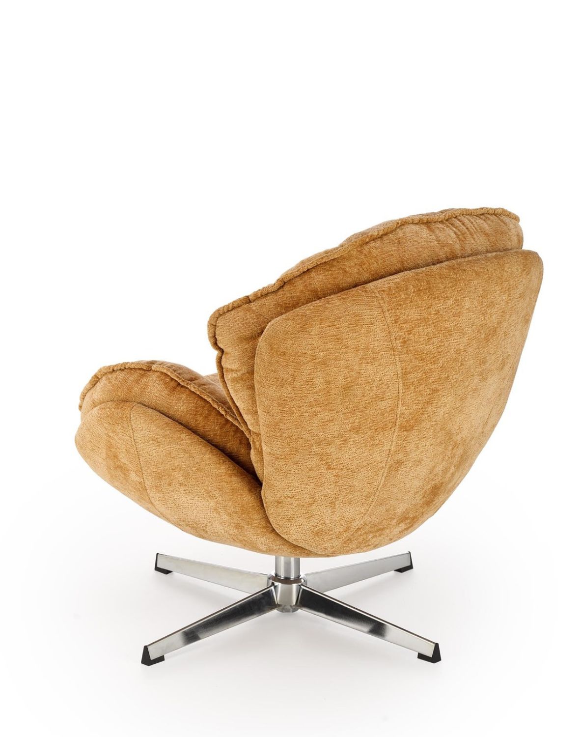 fotel obrotowy guido musztardowy, obrotowy 360°, chrom