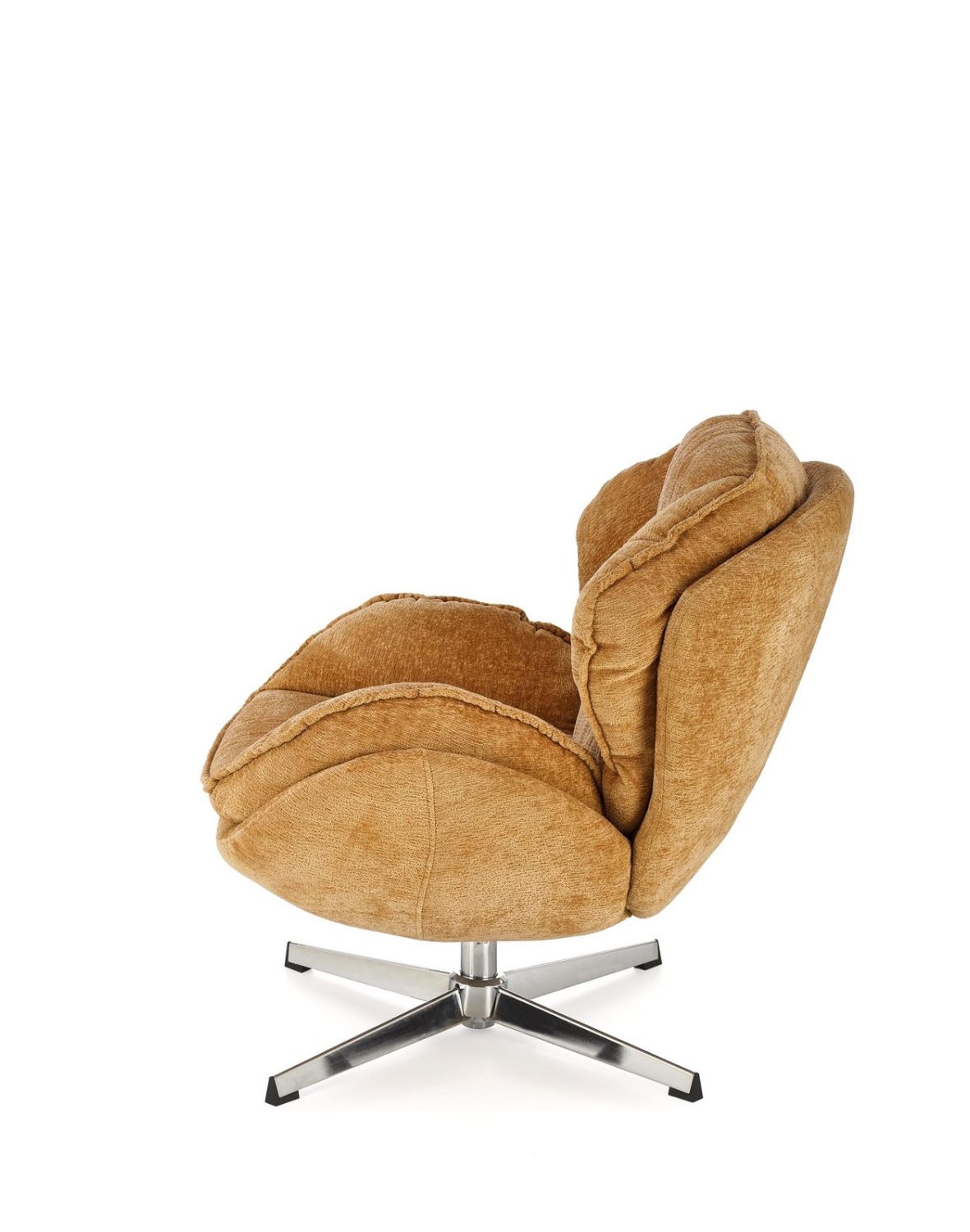 fotel obrotowy guido musztardowy, obrotowy 360°, chrom